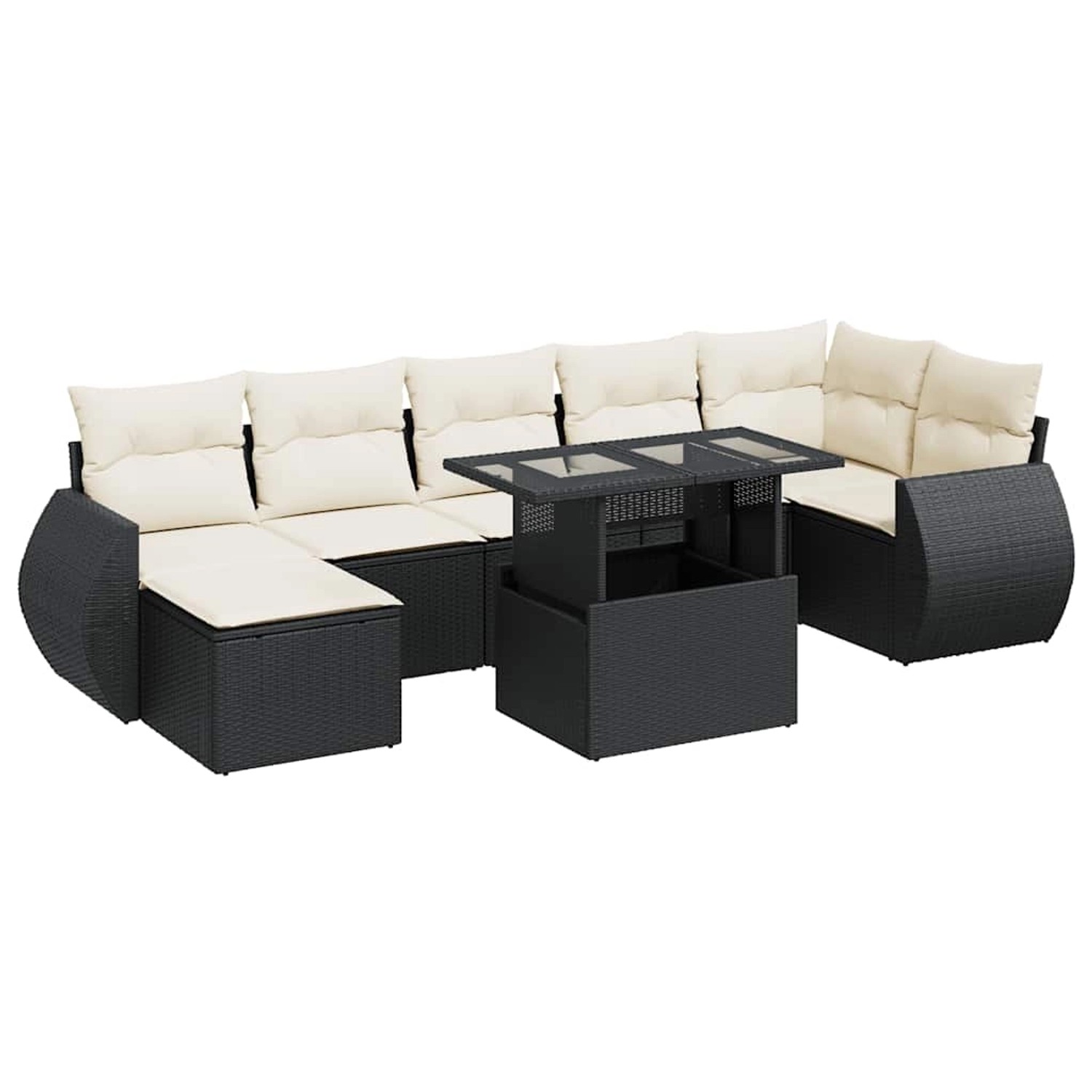 vidaXL 8-Tlg Garten-Sofagarnitur mit Kissen Schwarz Poly Rattan 3326677 günstig online kaufen