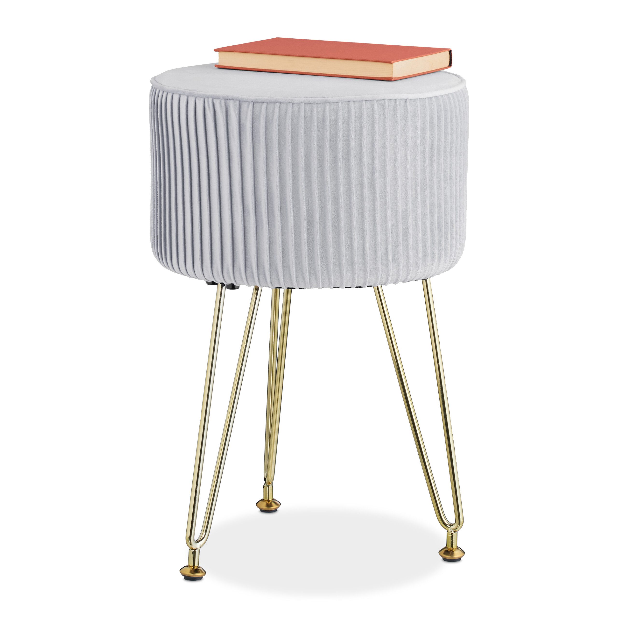 relaxdays Sitzhocker Samt Hocker mit Metallbeinen, günstig online kaufen