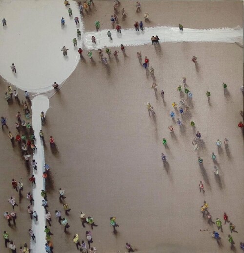 Kayoom Ölbild "Menschengruppe", 100cm x 100cm günstig online kaufen