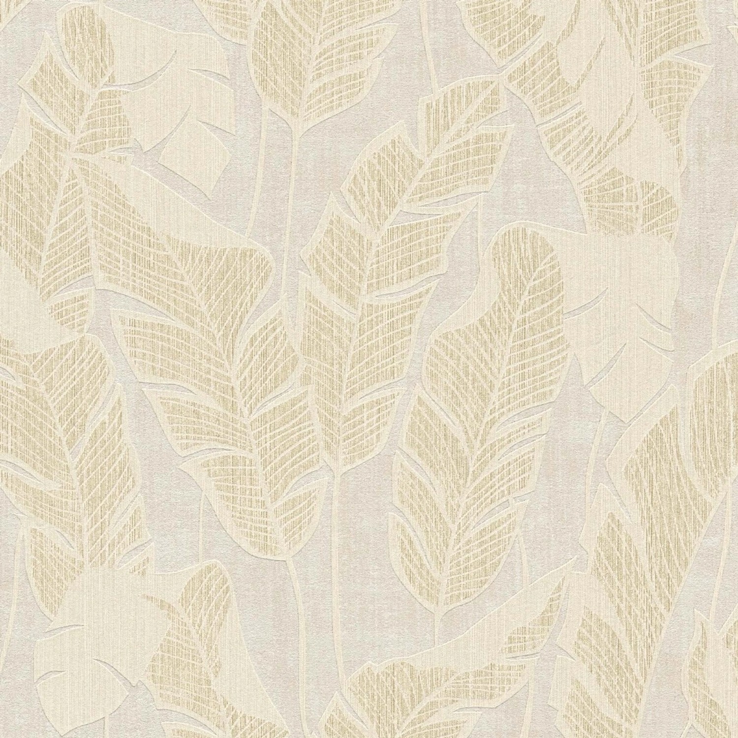 Bricoflor Vliestapete Palmenblätter in Gold Creme Elegante Tapete mit Feder günstig online kaufen