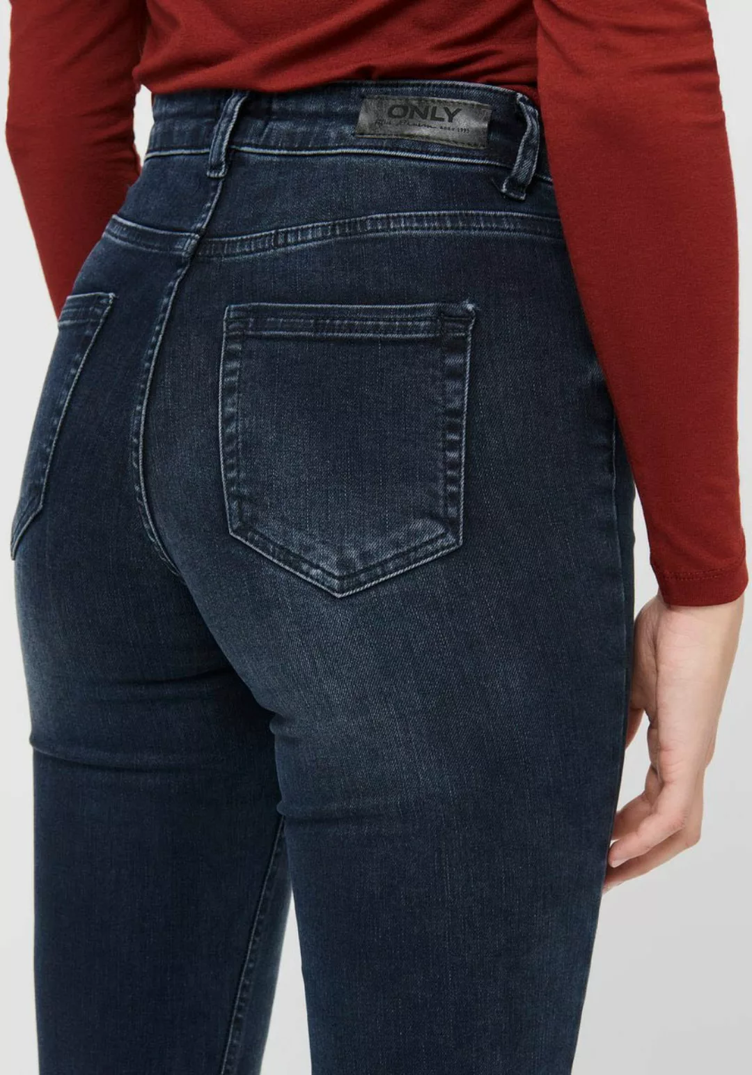 Only Damen Jeans ONLBLUSH LIFE MID SK ANK RAW REA409 - Skinny Fit - Blau -B günstig online kaufen