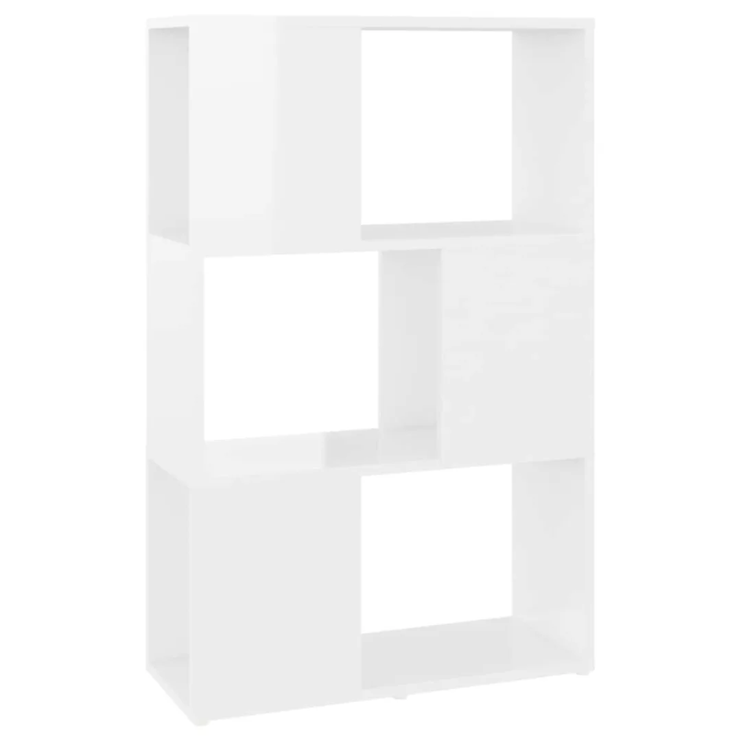 Bücherregal Raumteiler Hochglanz-weiß 60x24x94 Cm Spanplatte günstig online kaufen