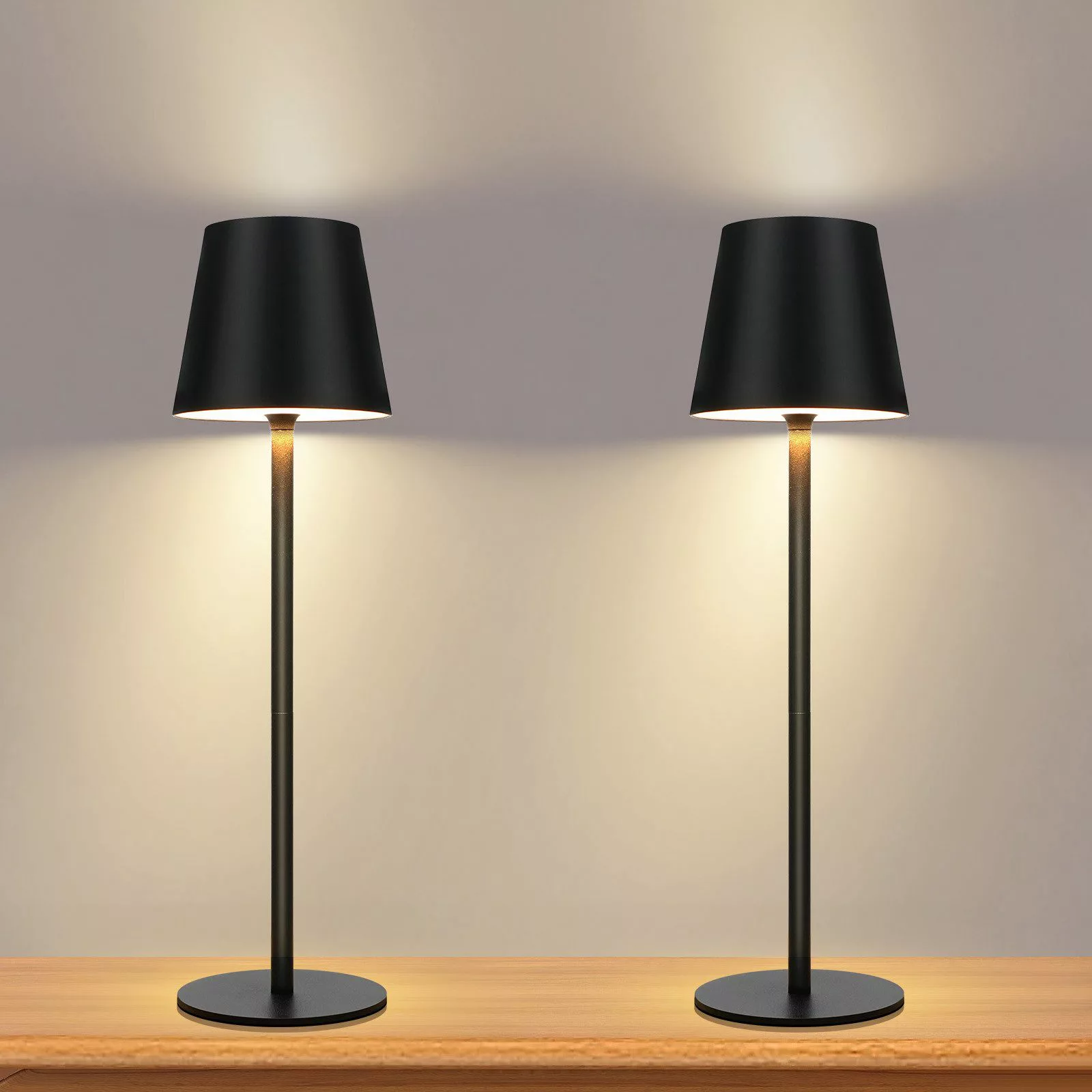 ZMH Tischleuchte Kabellos - Nachttischlampe Schwarz/Weiß günstig online kaufen