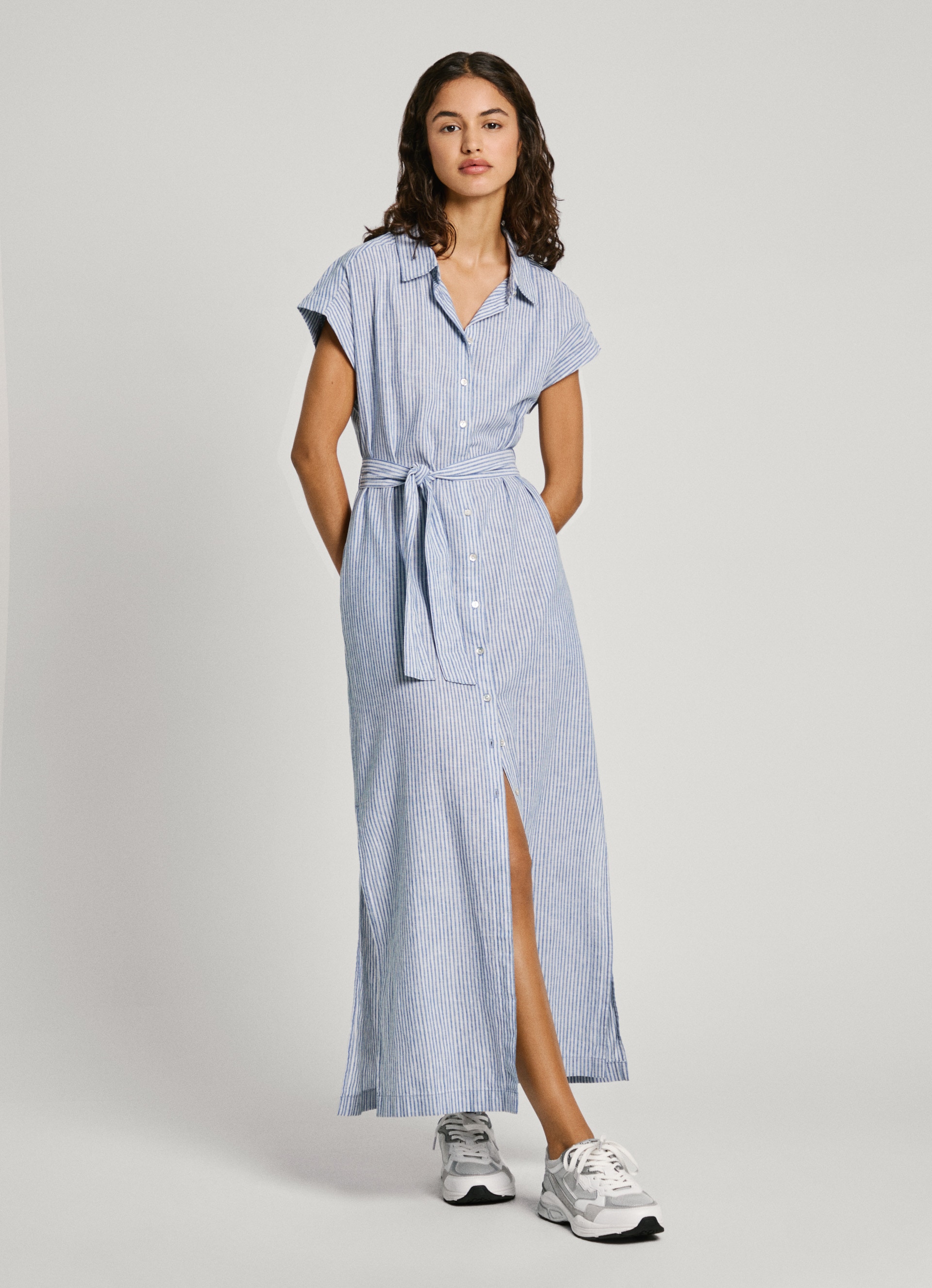 Pepe Jeans Blusenkleid "MAYA", aus sommerlichem Leinen-Mix, Streifendessin günstig online kaufen