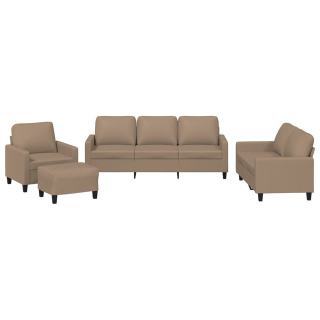 vidaXL Sofa, 4-tlg. Sofagarnitur mit Kissen Cappuccino-Braun Kunstleder günstig online kaufen