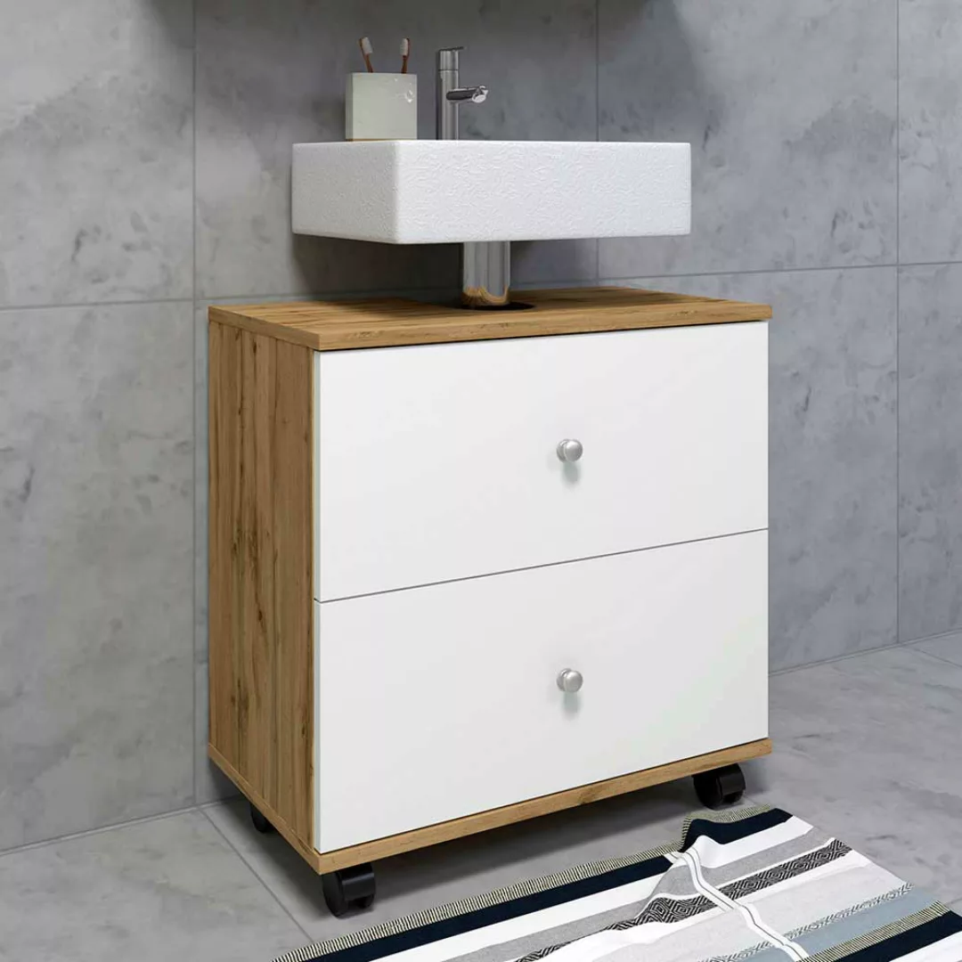 Moderner Waschtischunterschrank mit zwei Schubladen 60 cm breit günstig online kaufen