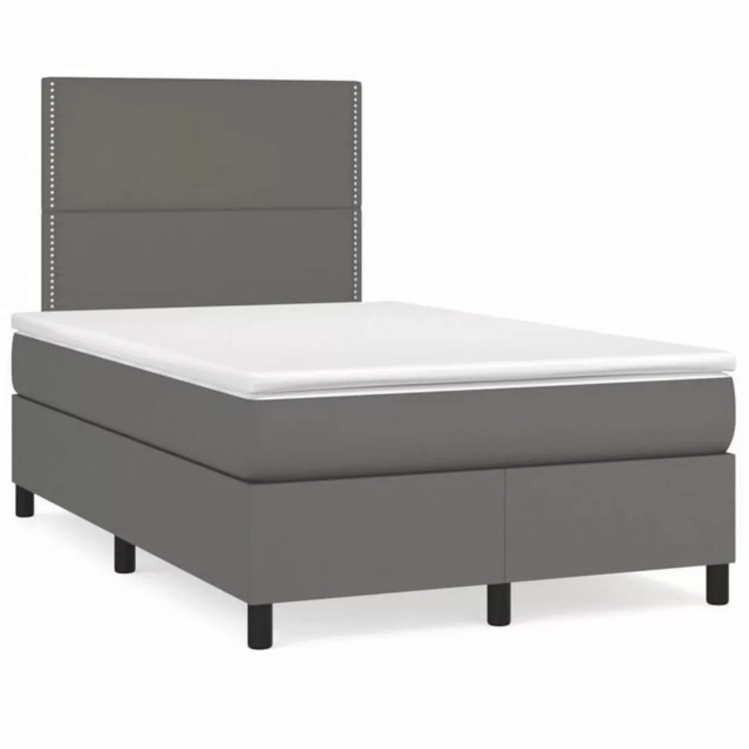 vidaXL Bettgestell Boxspringbett mit Matratze Grau 120x200 cm Kunstleder Be günstig online kaufen