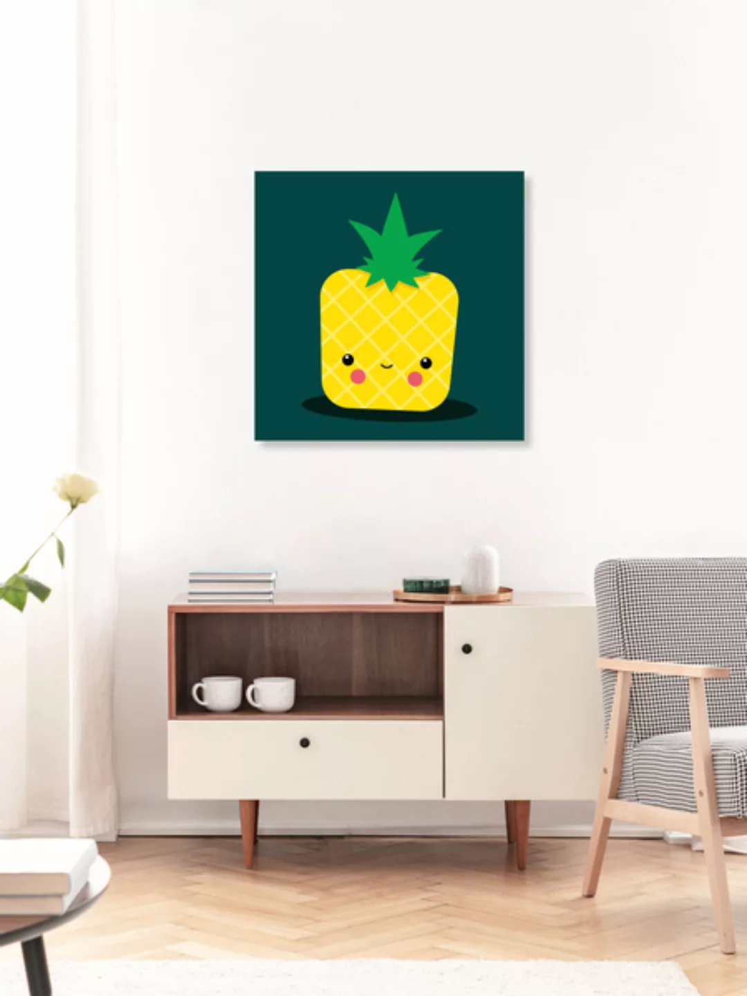 Poster / Leinwandbild - Kinderzimmerbild Süße Ananas günstig online kaufen