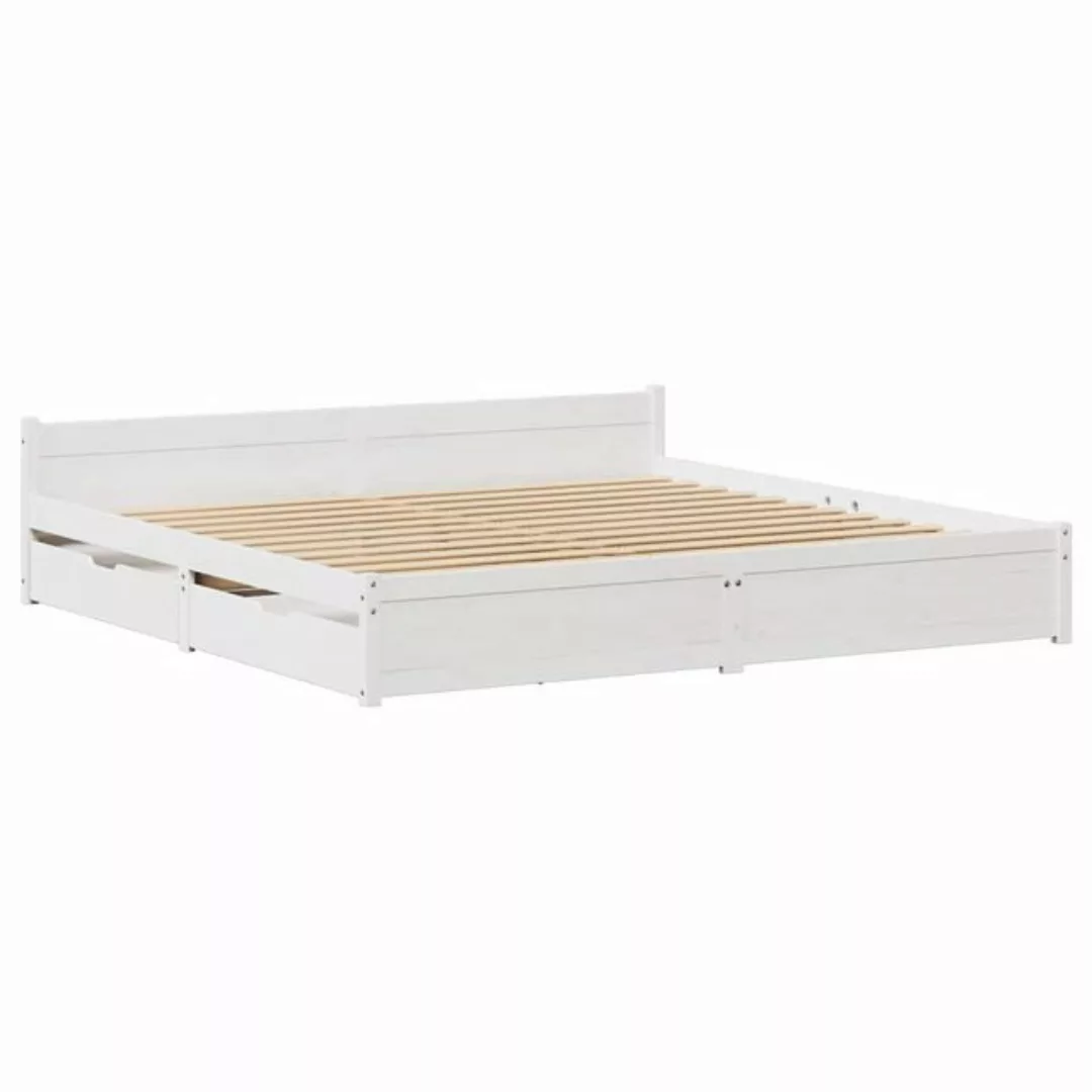 vidaXL Bett, Massivholzbett ohne Matratze Weiß 180x200 cm Kiefernholz günstig online kaufen