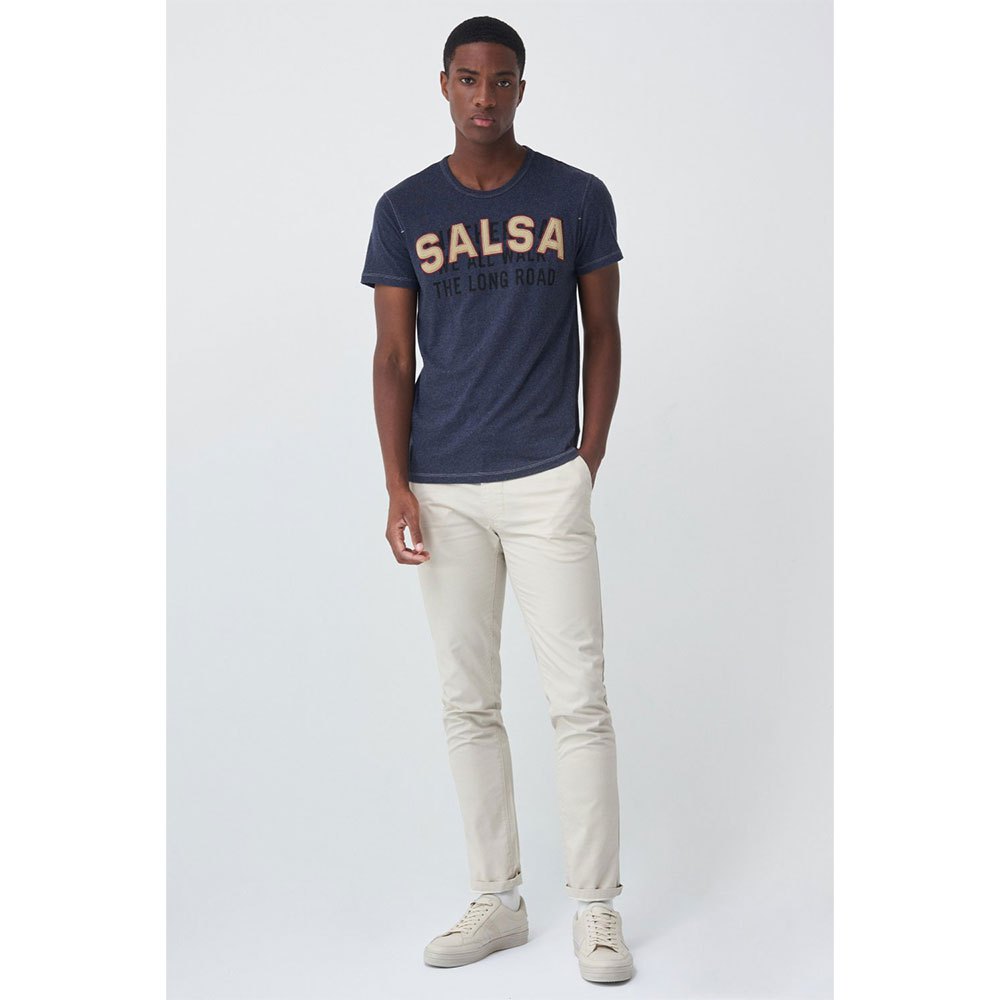 Salsa Jeans 125490-806 / Brand Embroidered Kurzarm T-shirt XL Blue günstig online kaufen