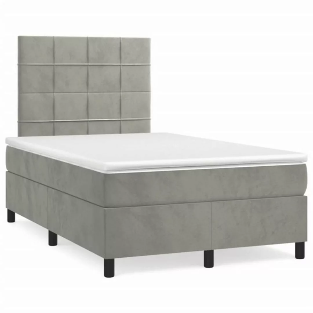 vidaXL Bettgestell Boxspringbett mit Matratze Hellgrau 120x200 cm Samt Bett günstig online kaufen