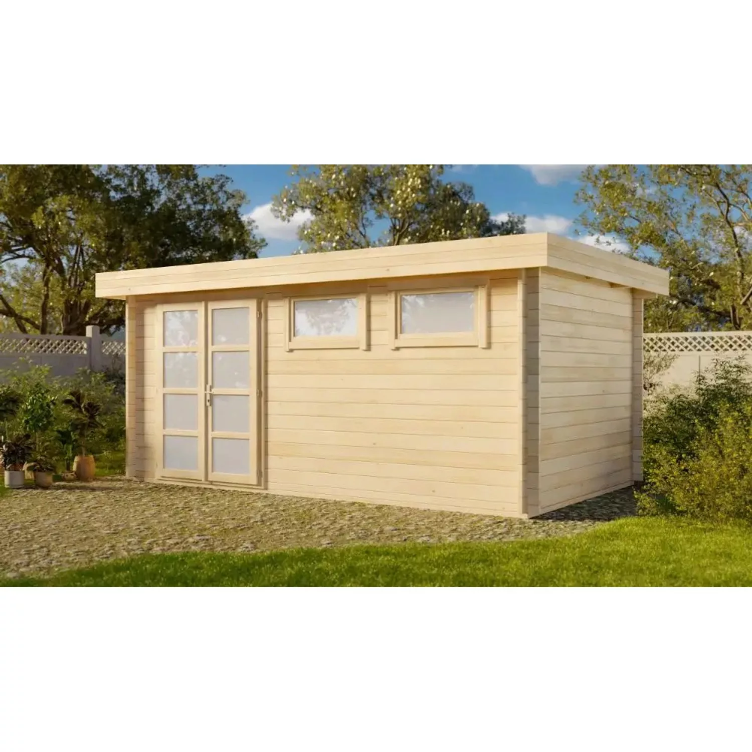 Carlsson Holz-Gartenhaus Kyara-44 Flachdach Druckimprägniert 480 cm x 269 c günstig online kaufen