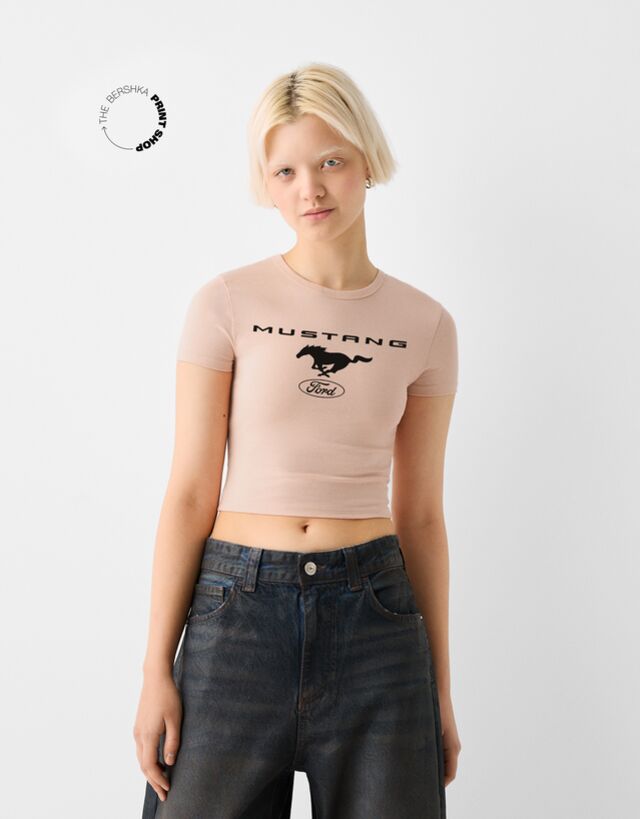 Bershka T-Shirt Ford Damen Xl Rosa günstig online kaufen