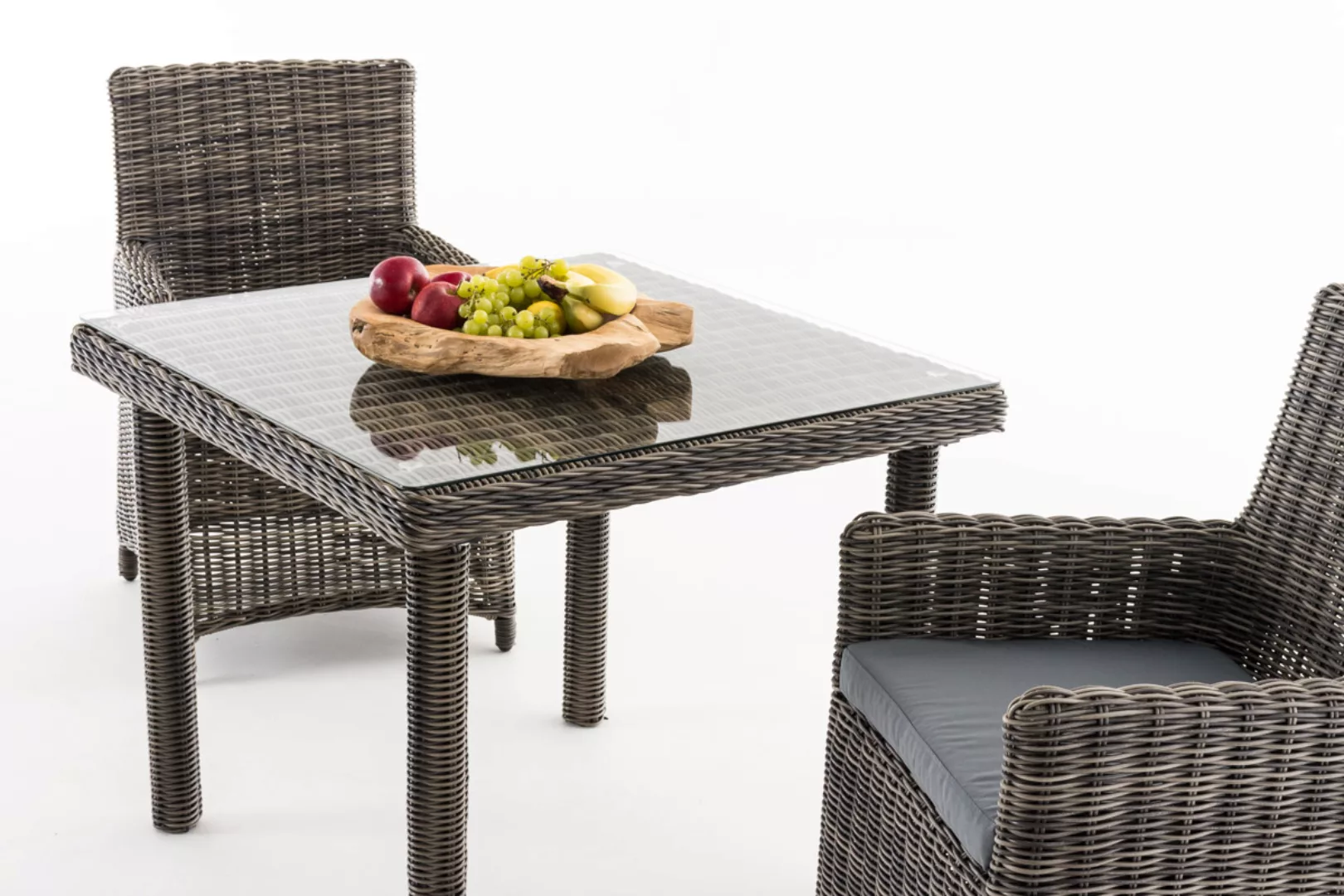 Sitzgruppe Dorado Klarglas-rund/graumeliert-90 cm-Eisengrau günstig online kaufen
