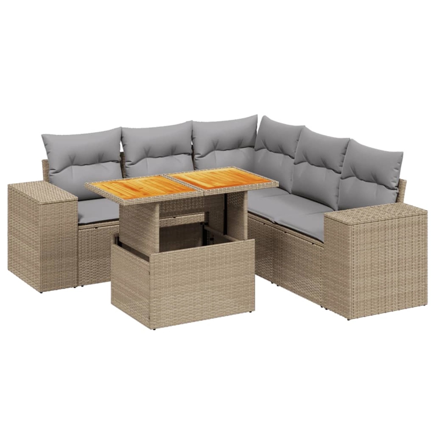 vidaXL 6-tlg Garten-Sofagarnitur mit Kissen Beige Poly Rattan Modell 317 günstig online kaufen