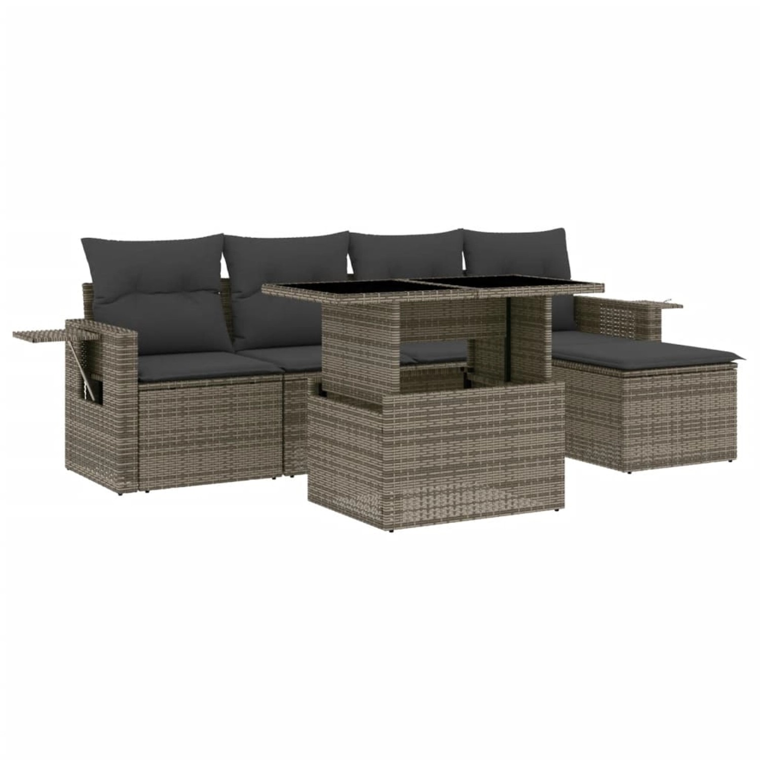 vidaXL 6-tlg Garten-Sofagarnitur mit Kissen Grau Poly Rattan Modell 160 günstig online kaufen