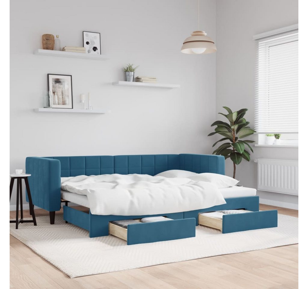 vidaXL Gästebett Gästebett Tagesbett Ausziehbar mit Schubladen Blau 80x200 günstig online kaufen