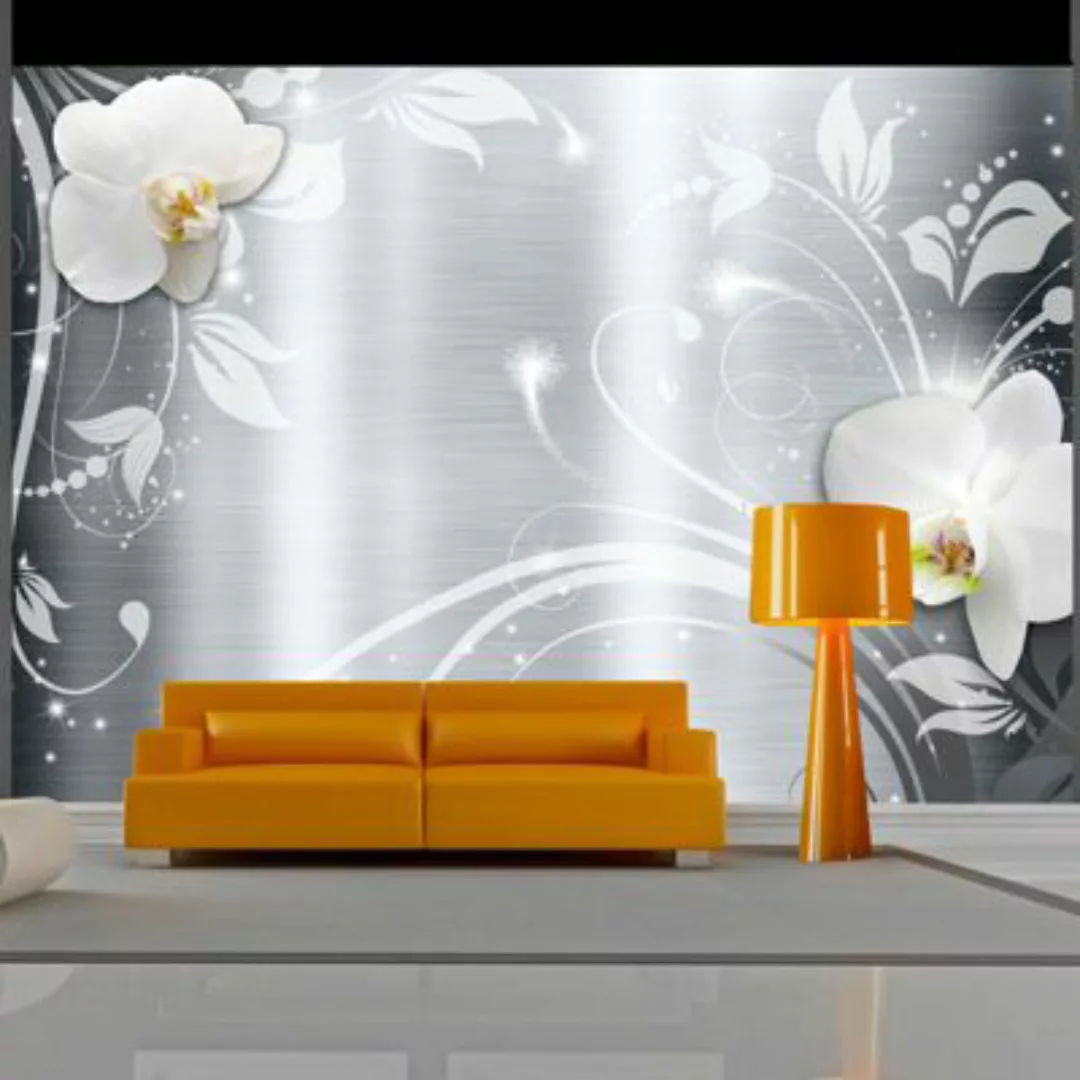 artgeist Fototapete Orchids on steel mehrfarbig Gr. 400 x 280 günstig online kaufen
