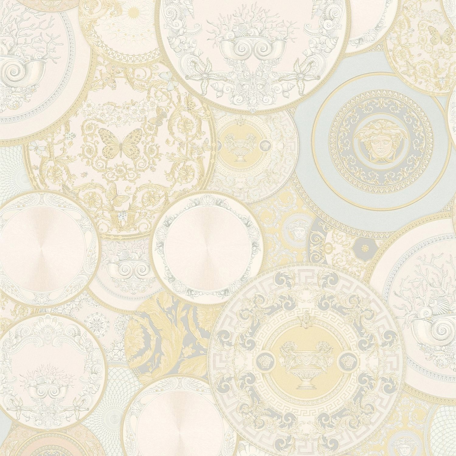 PROFHOME 349012-GU Exklusive Tapete Grafisch glänzend Gold Silber Creme 7,0 günstig online kaufen