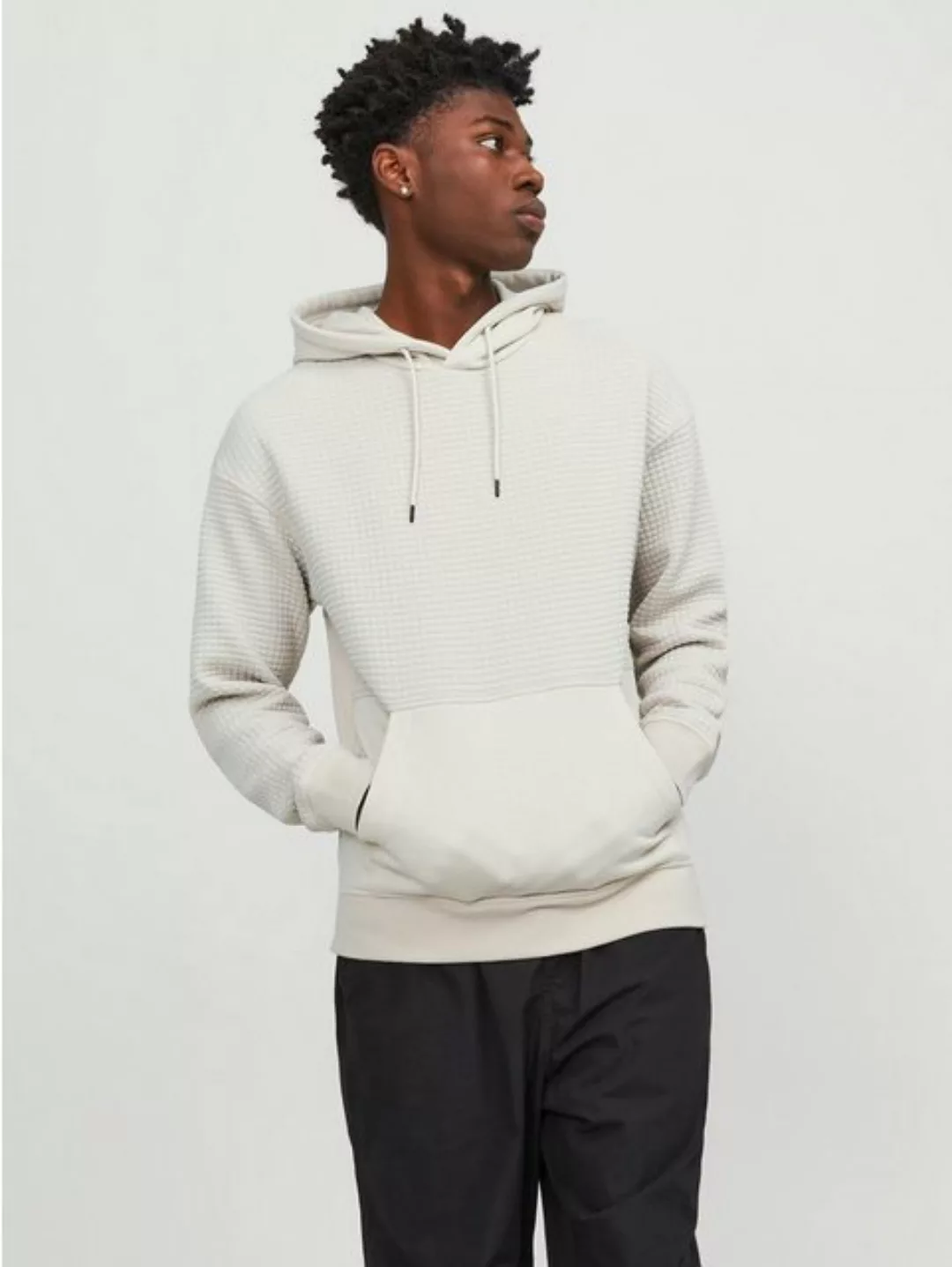 Jack & Jones Hoodie Struktur Hoodie Kapuzen Pullover JCOBLACK 6551 in Creme günstig online kaufen