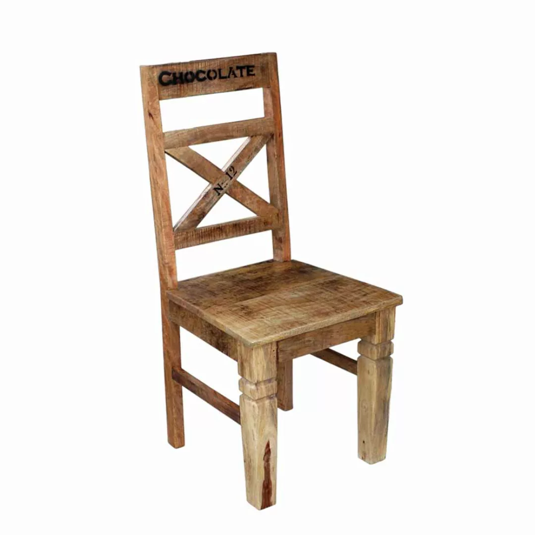 Esstischstuhl aus Mangobaum Massivholz Loft Design (2er Set) günstig online kaufen