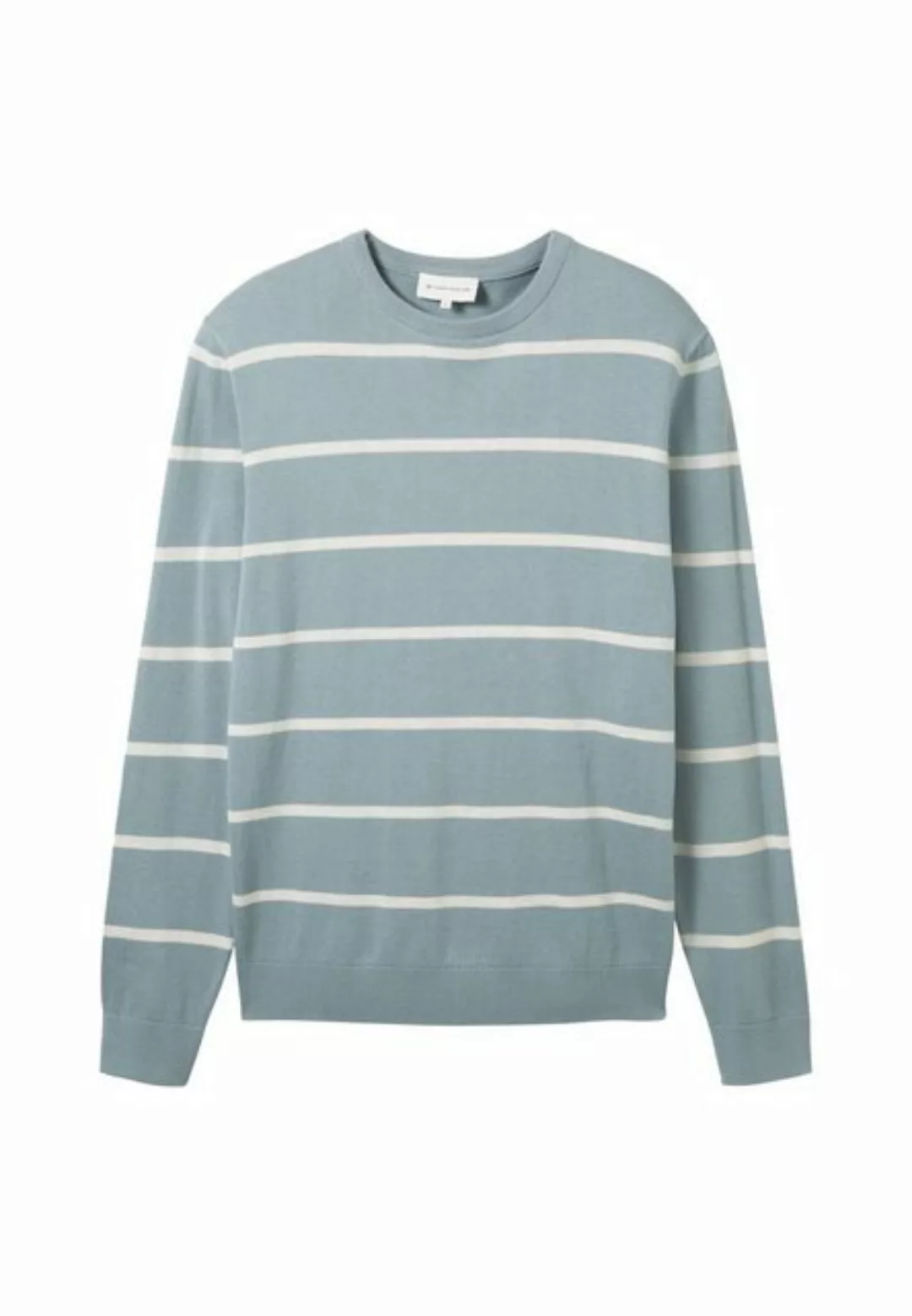 TOM TAILOR Sweatshirt Sweatshirt Pullover gestreift mit gerippten (1-tlg) günstig online kaufen