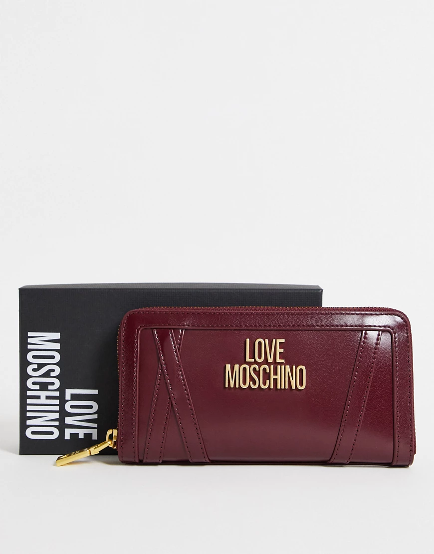 Love Moschino – Große Geldbörse in Dunkelrot mit Logo günstig online kaufen