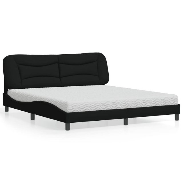 vidaXL Bett Bett mit Matratze Schwarz 180x200 cm Stoff günstig online kaufen