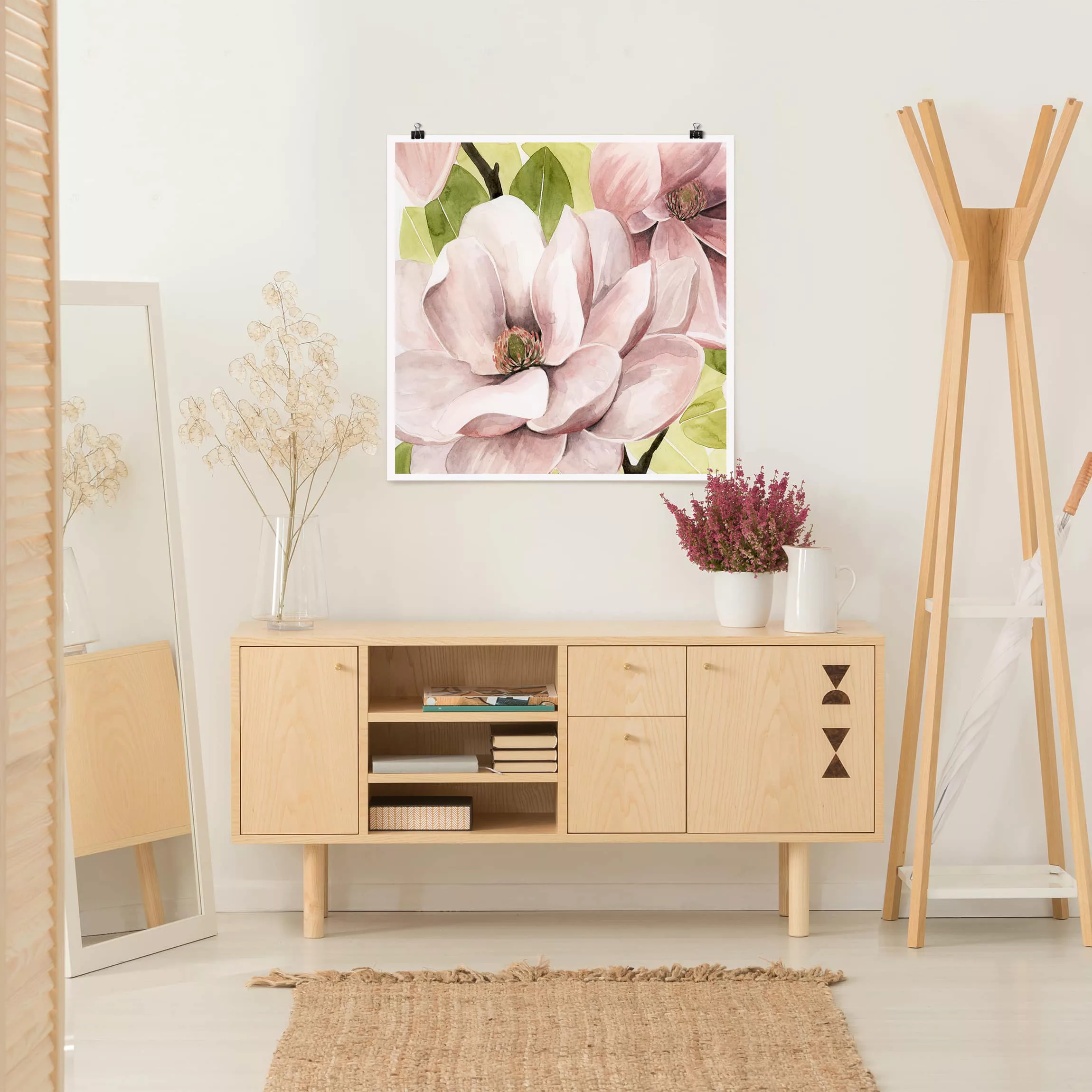 Poster Blumen - Quadrat Magnolie errötet I günstig online kaufen