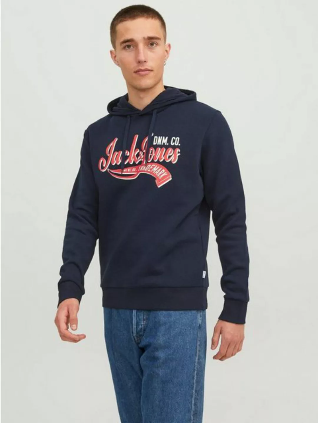 Jack & Jones Hoodie Kapuzenpullover Sweater mit Print JJELOGO 5831 in Navy günstig online kaufen