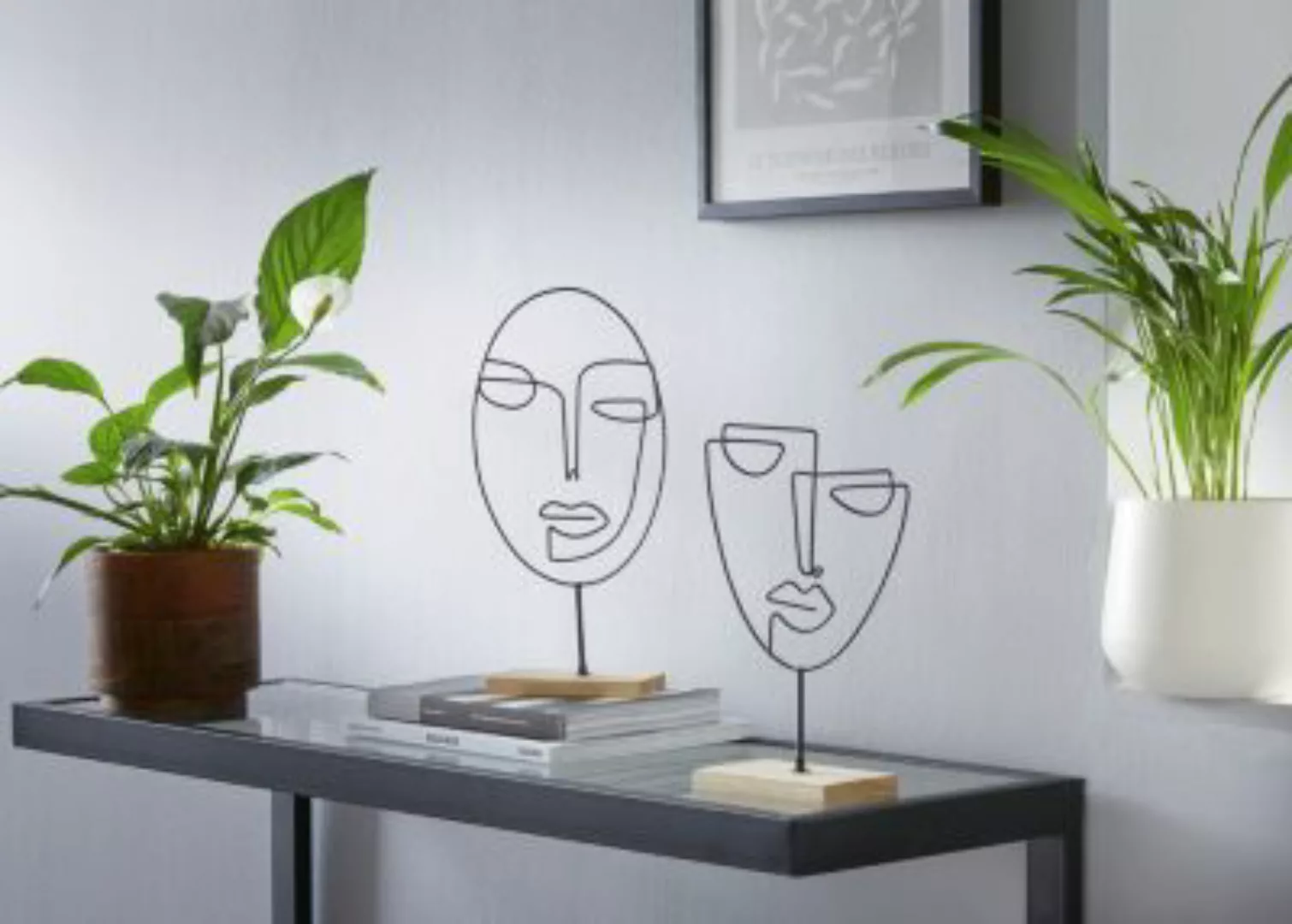 HOME Living Deko SPAR-SET 2x Gesicht Dekofiguren schwarz günstig online kaufen