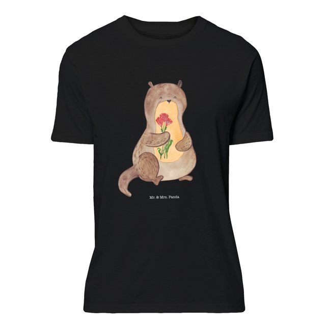 Mr. & Mrs. Panda T-Shirt Otter Blumenstrauß - Schwarz - Geschenk, Jubiläum, günstig online kaufen