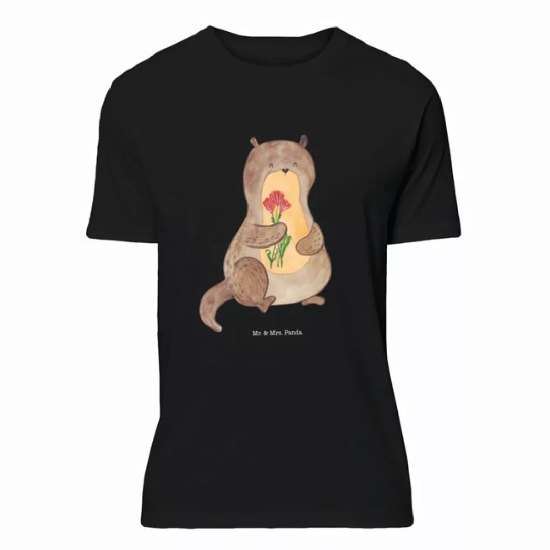 Mr. & Mrs. Panda T-Shirt Otter Blumenstrauß - Schwarz - Geschenk, Jubiläum, günstig online kaufen