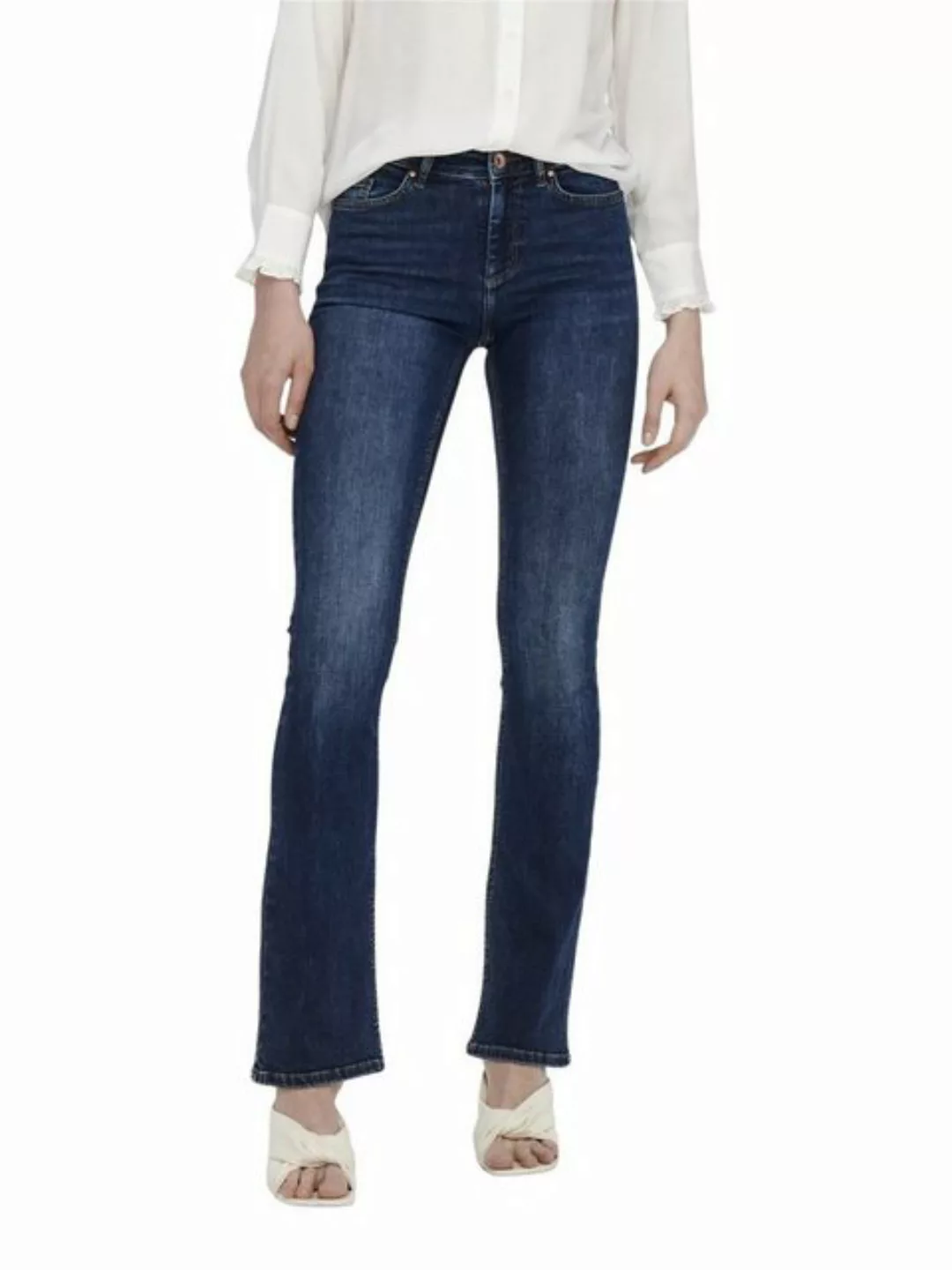 Only Damen Jeans ONLBLUSH MID FLARED Blau - Dark Blue Denim günstig online kaufen