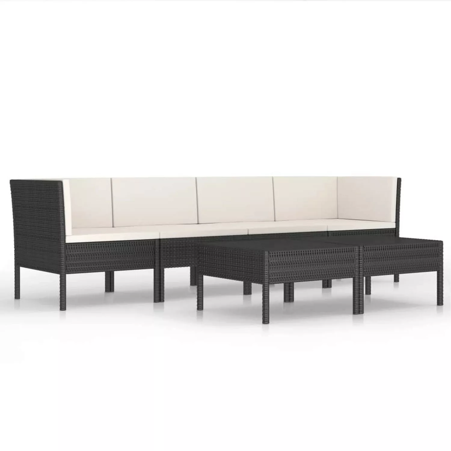 6-tlg. Garten-lounge-set Mit Auflagen Poly Rattan Schwarz günstig online kaufen