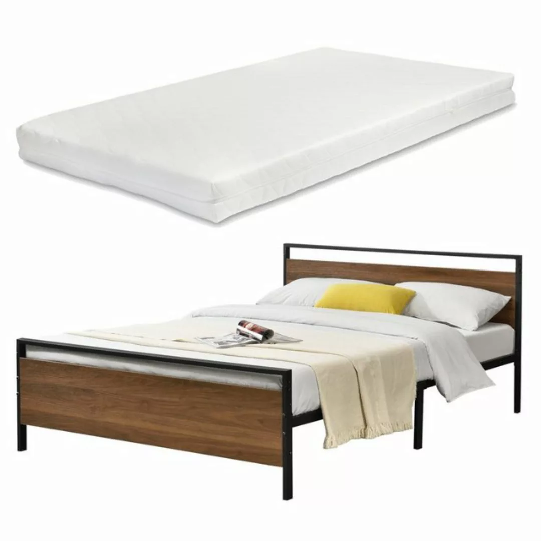 en.casa Metallbett, »Finse« Doppelbett 140x200 cm mit Matratze Schwarz / Wa günstig online kaufen