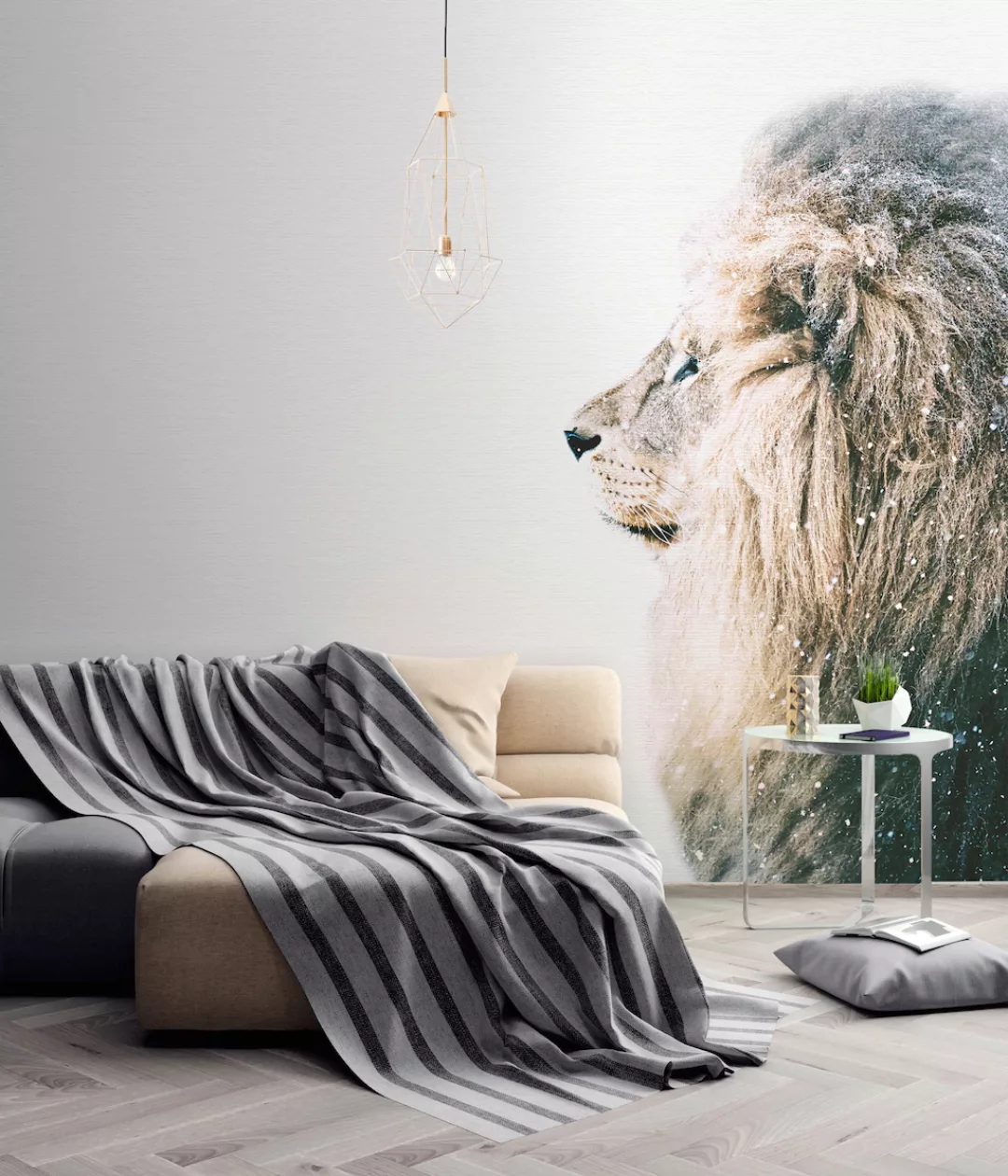 living walls Fototapete »ARTist Lion in Snow«, Vlies, Wand, Schräge günstig online kaufen