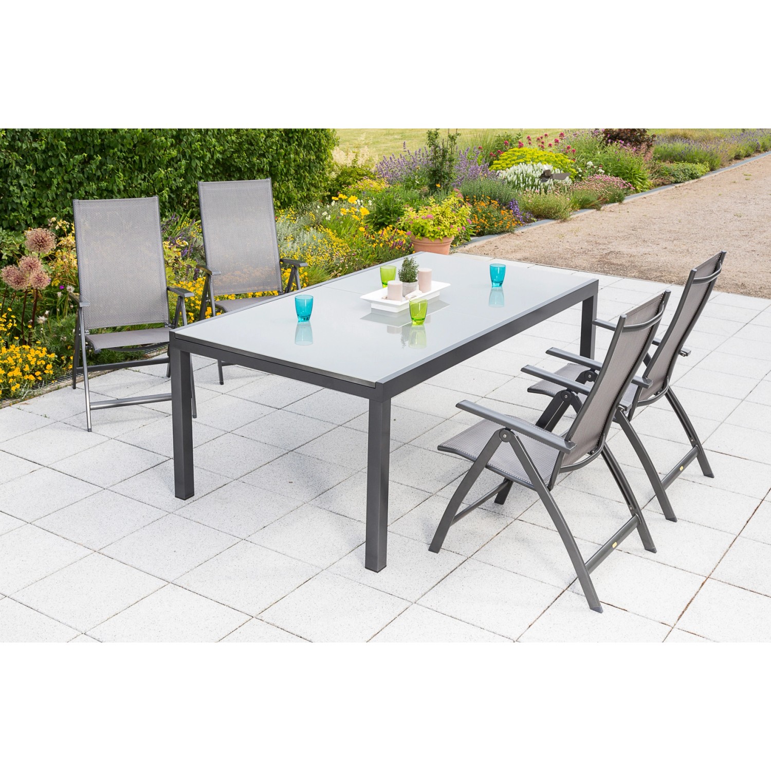 Gartenmöbel-Set Vicenza 5-tlg. Diamantbraun inkl. Tisch 200/300 cm x 110 cm günstig online kaufen