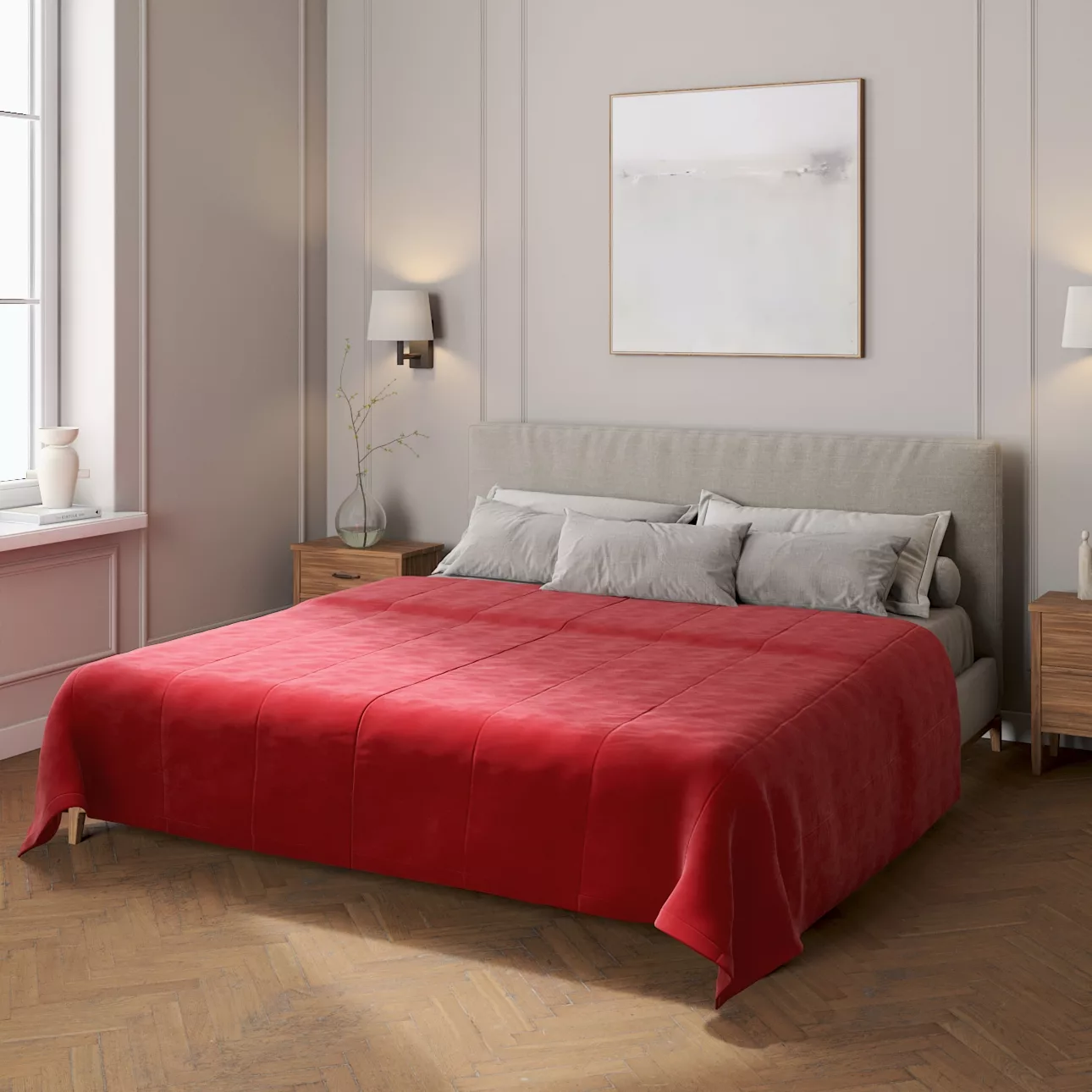 Velvet-Tagesdecke mit Streifen-Steppung, rot, Velvet (704-15) günstig online kaufen