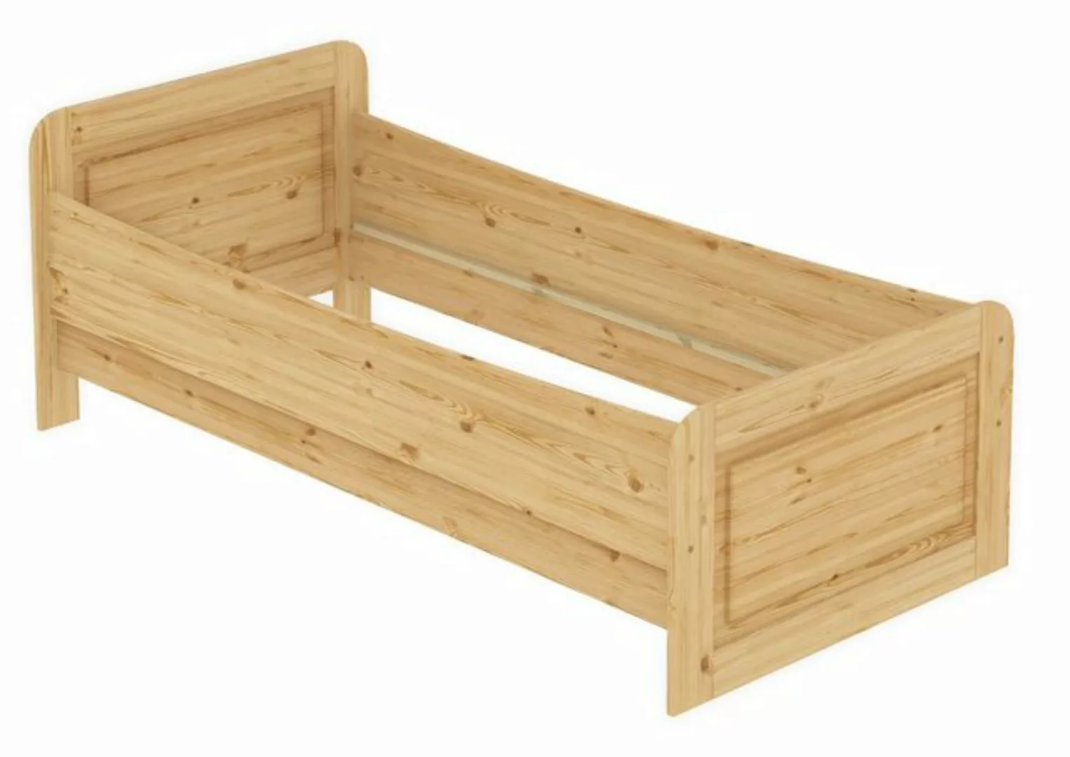 ERST-HOLZ Einzelbett Hohes Einzelbett 90x220 Überlänge Kiefer massiv ohne R günstig online kaufen