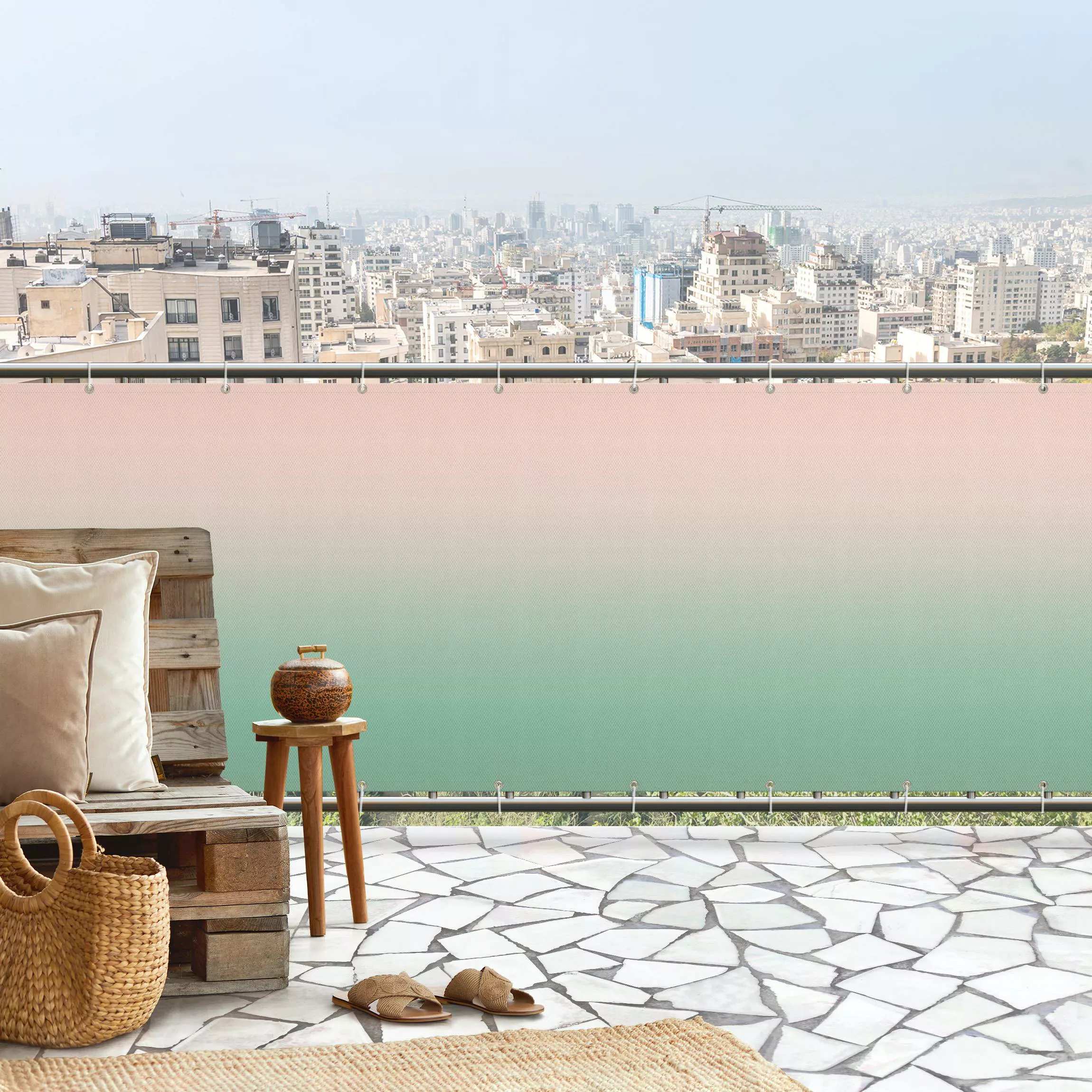 Balkon Sichtschutz Rosa-Grün Farbverlauf günstig online kaufen