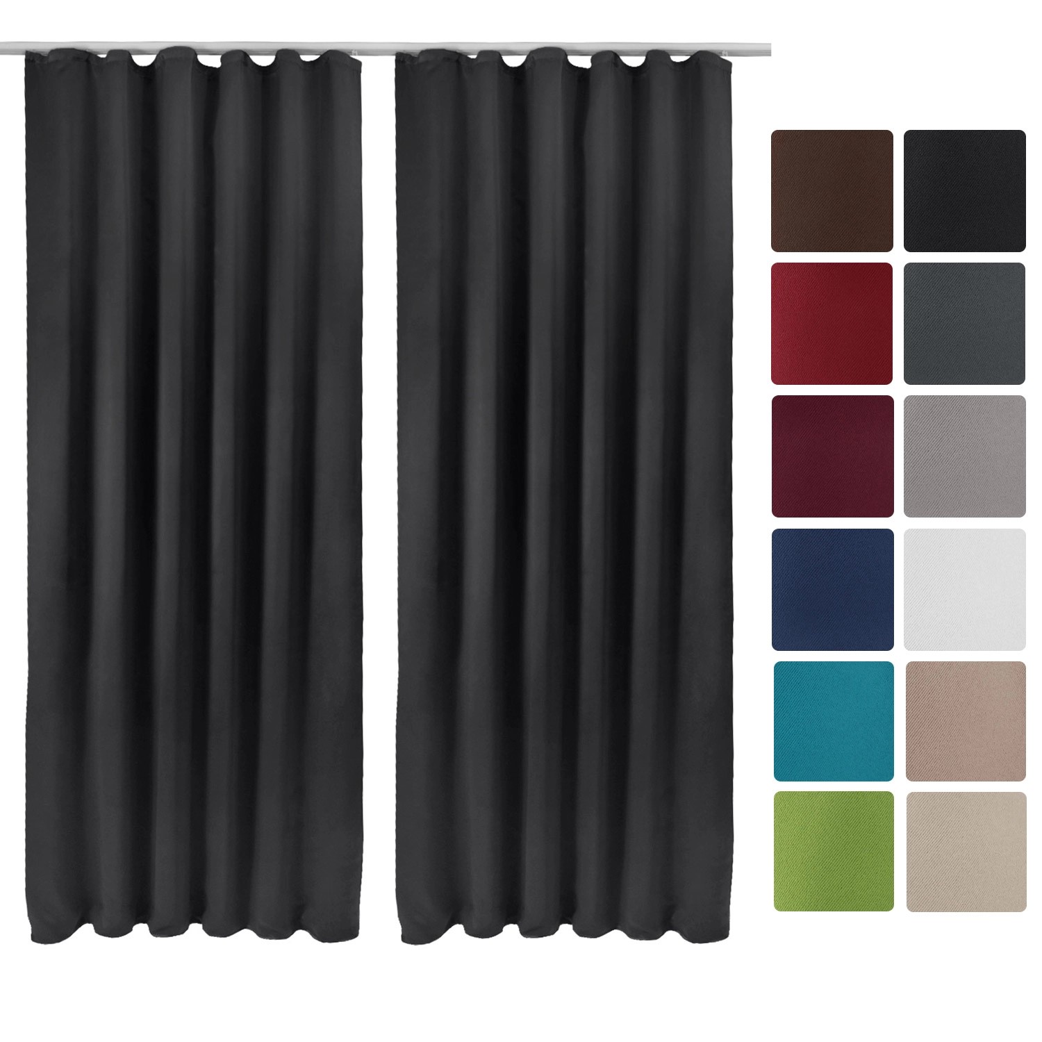 Beautissu Amelie BK Vorhang mit Kräuselband 140x245cm Schwarz 2tlg günstig online kaufen