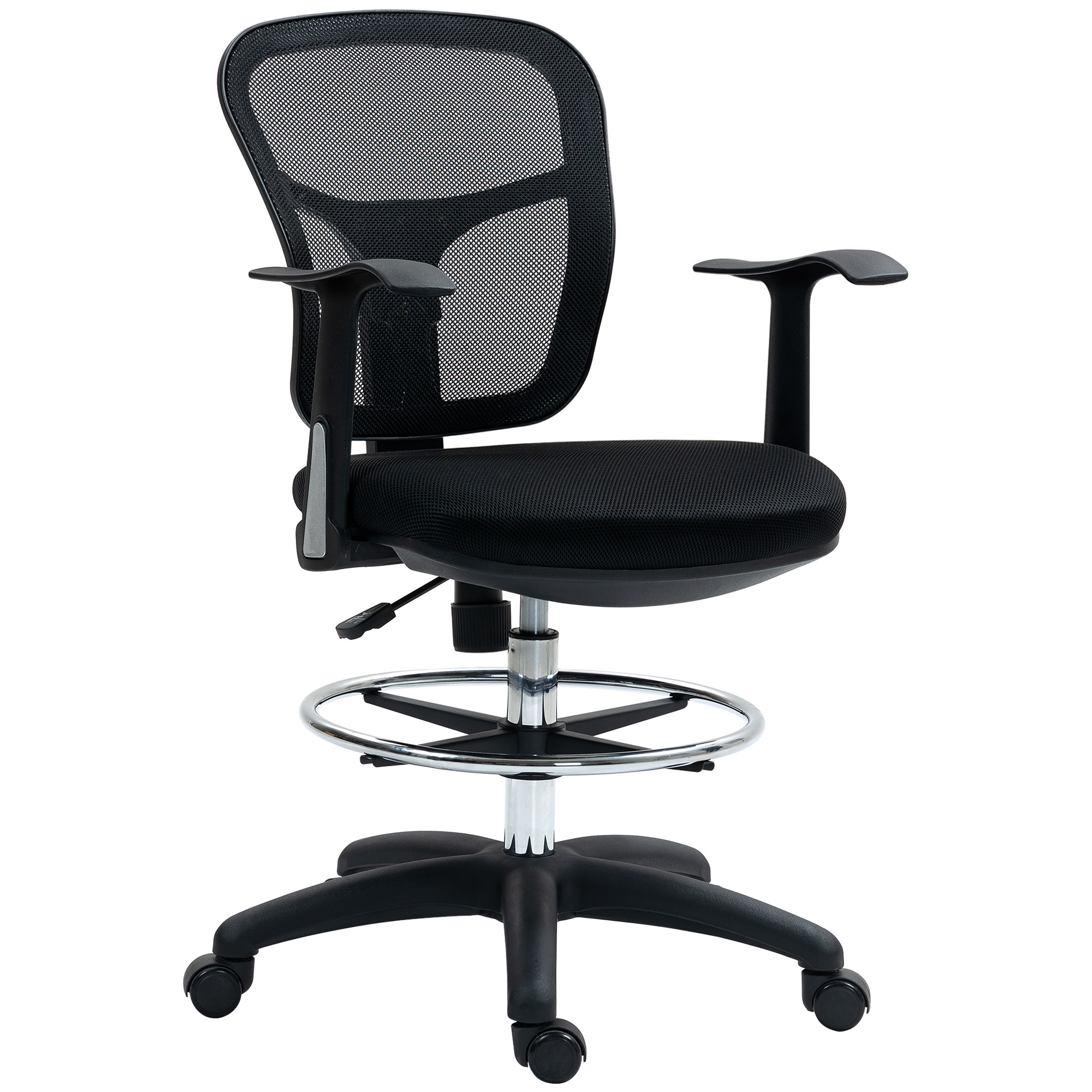 HOMCOM Bürostuhl mit Fußring und ergonomischer gekrümmter Rückenlehne, ergo günstig online kaufen