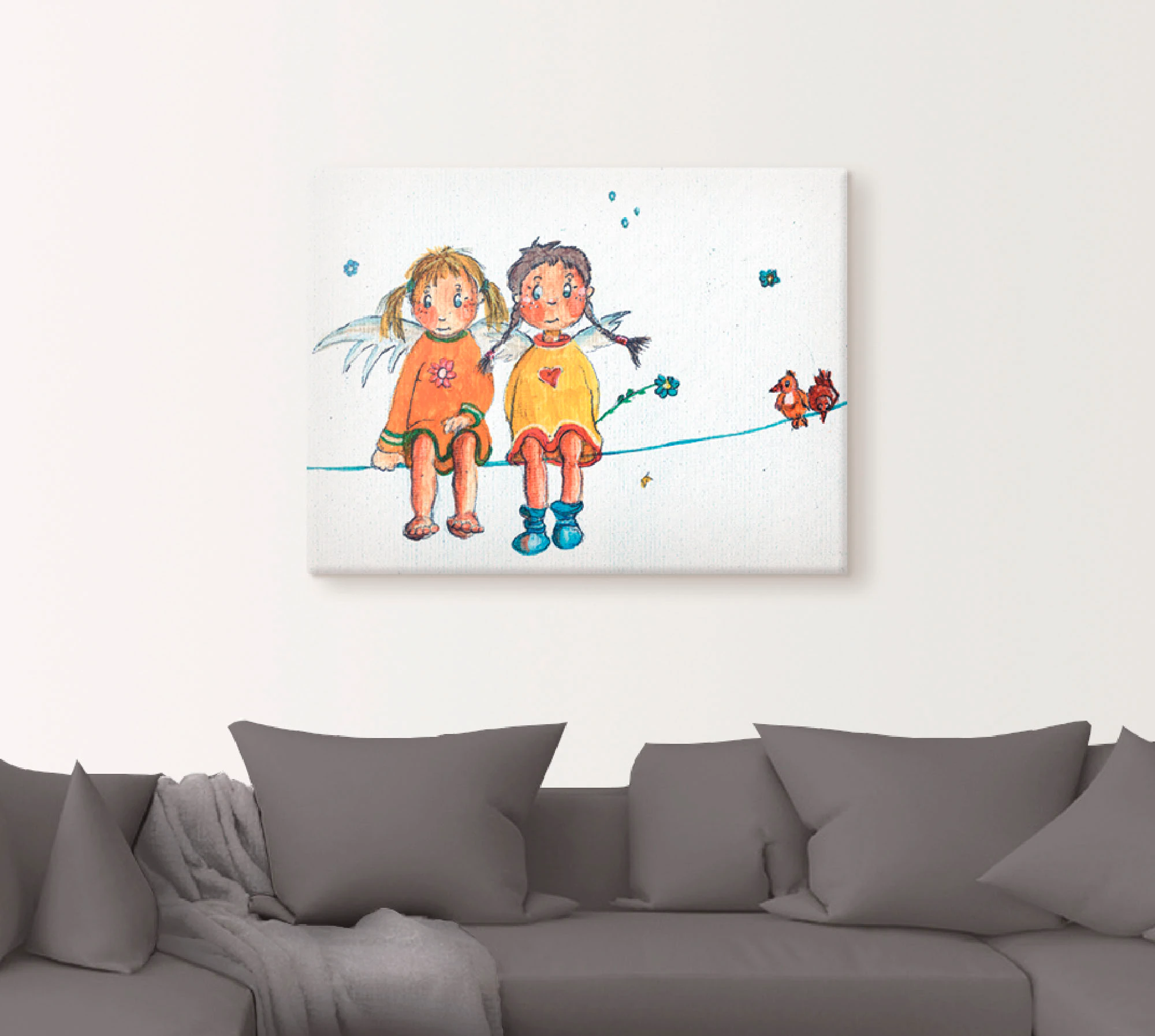 Artland Wandbild »Zwei Engelchen sitzen auf Wäscheleine«, Kinder, (1 St.), günstig online kaufen