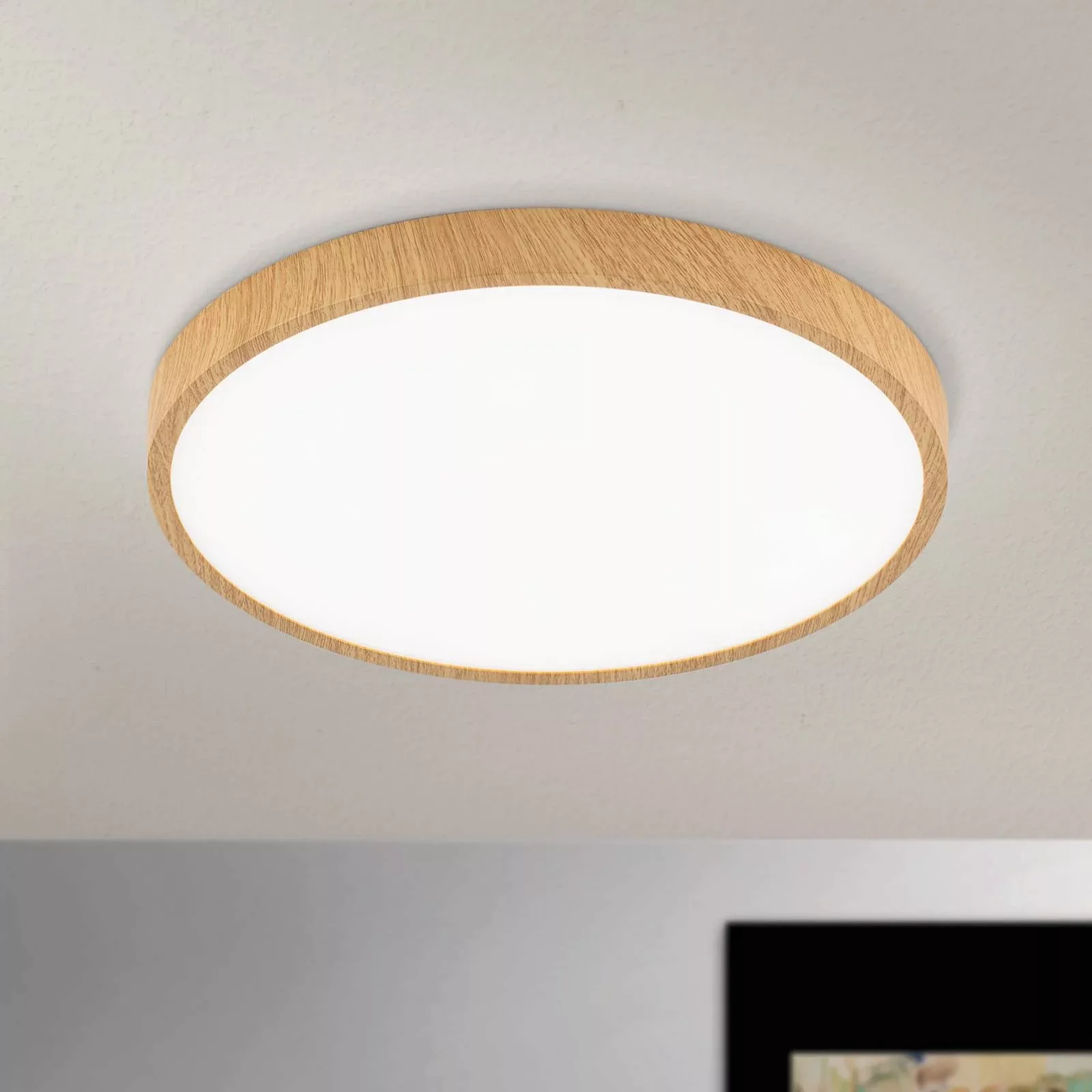 LED-Deckenleuchte Bully mit Holz-Optik, Ø 28 cm günstig online kaufen