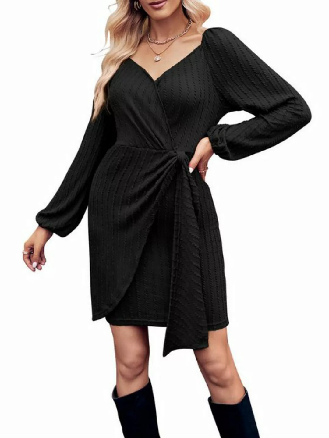 RUZU UG Abendkleid Damen kleid Etui-Kleid Taillenschnürung V-Ausschnitt Fre günstig online kaufen