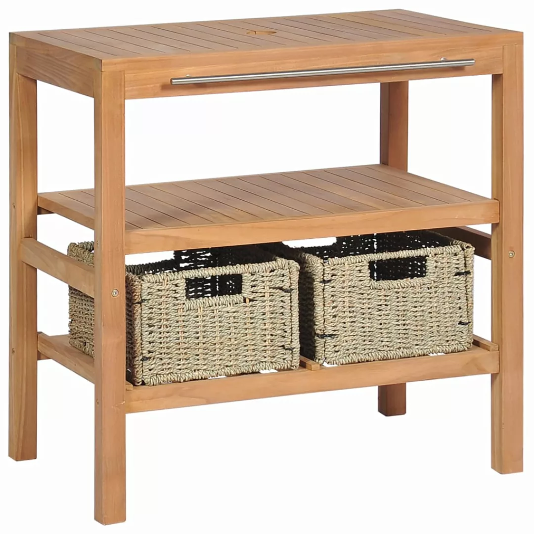 Waschtischunterschrank Mit 2 Körben Massivholz Teak 74x45x75 Cm günstig online kaufen