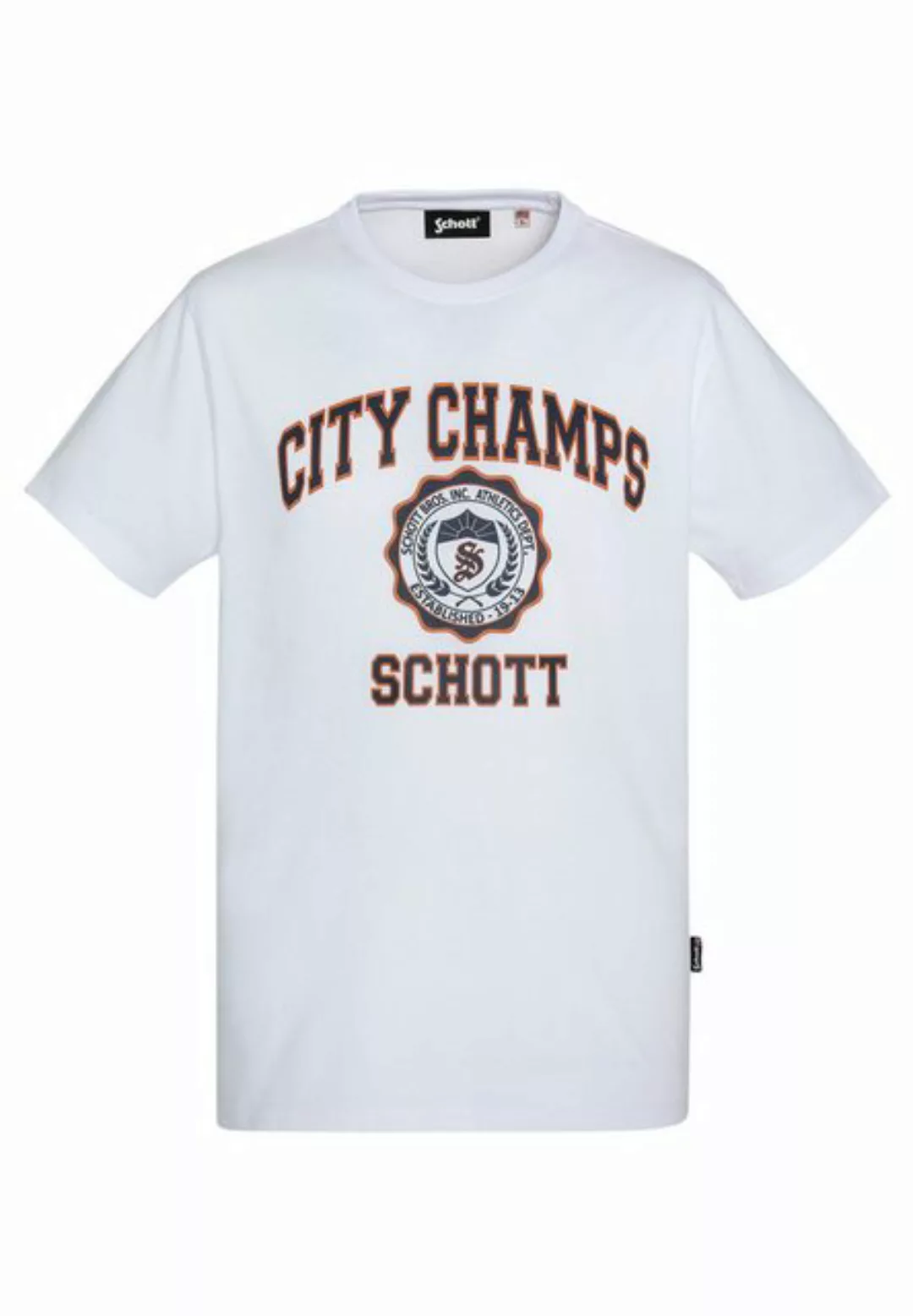 Schott NYC T-Shirt T-Shirt Kurzarmshirt mit Rundhalsausschnitt und günstig online kaufen