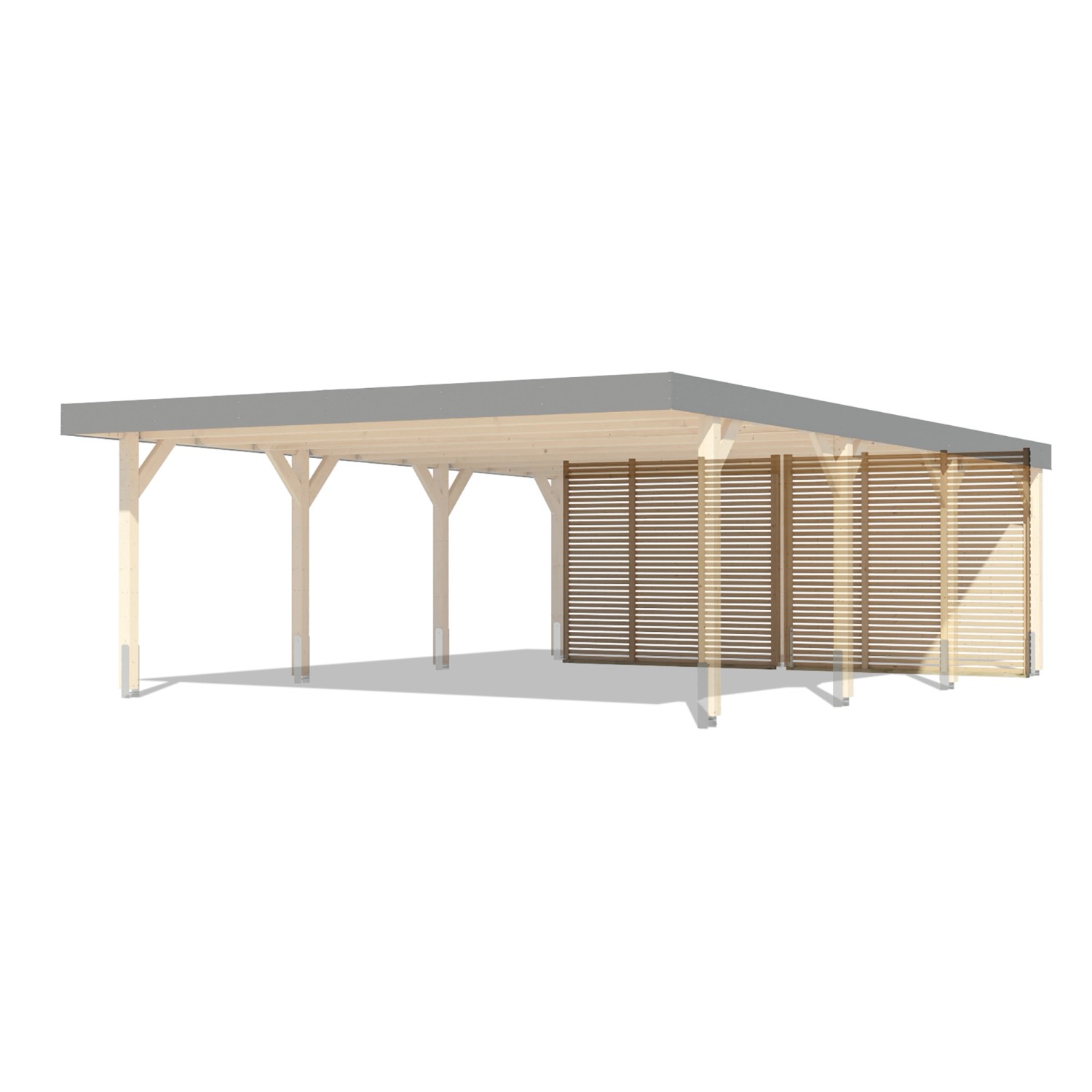 Karibu Rückwand für Leimholz Doppel-Carport Naturbelassen 528 x 528 x 1,8 c günstig online kaufen