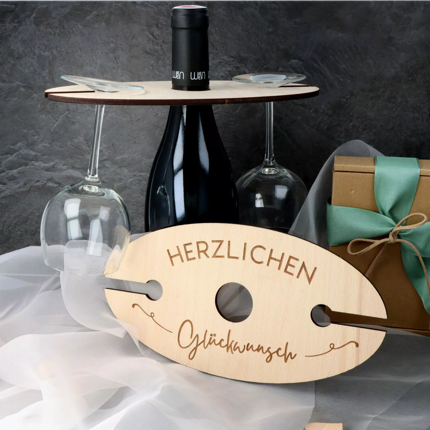 Spruchreif® Weinflaschenhalter Weinglashalter aus Holz, Holz günstig online kaufen